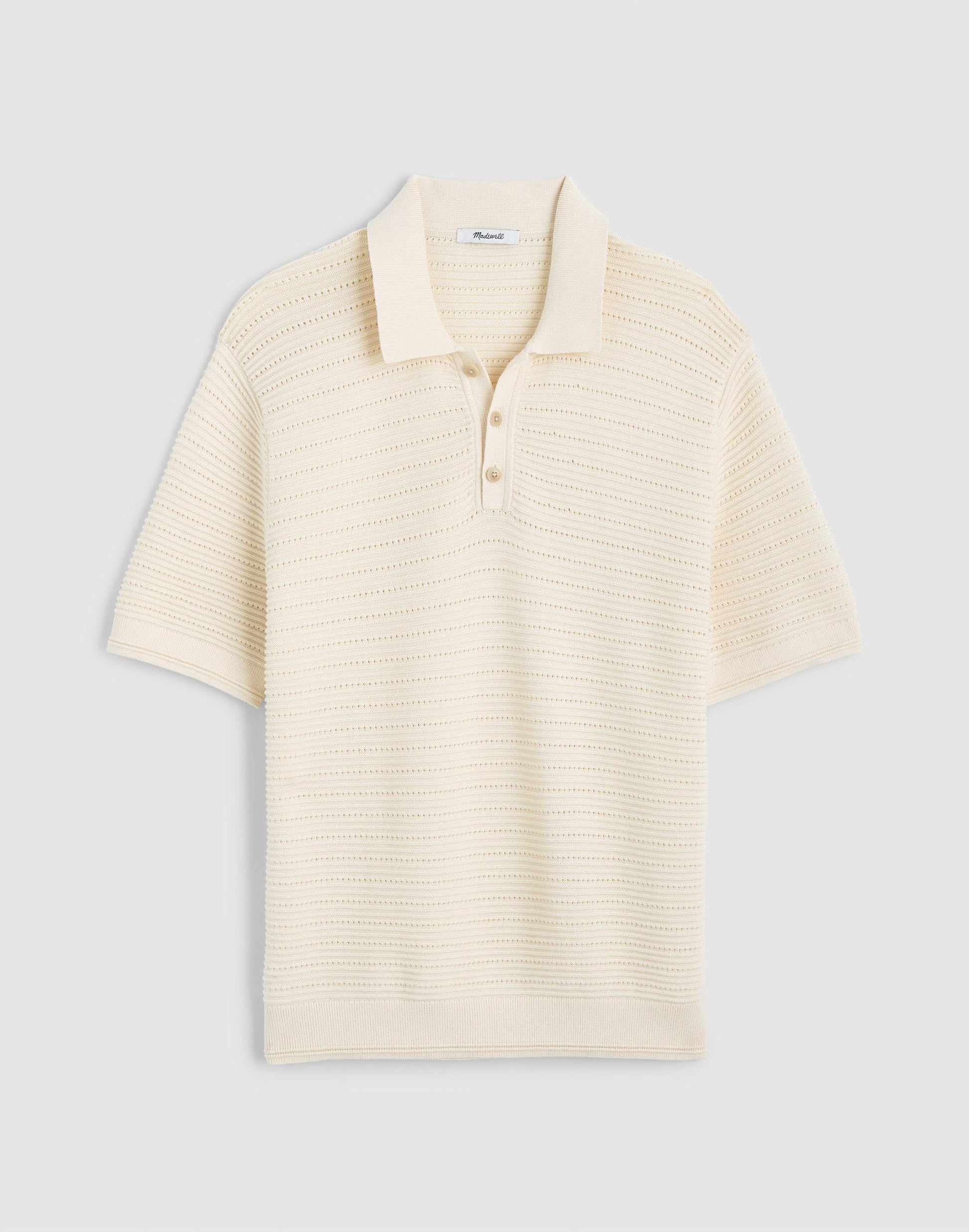 Madewell Textured Open-Stitch Polo Antique Cream