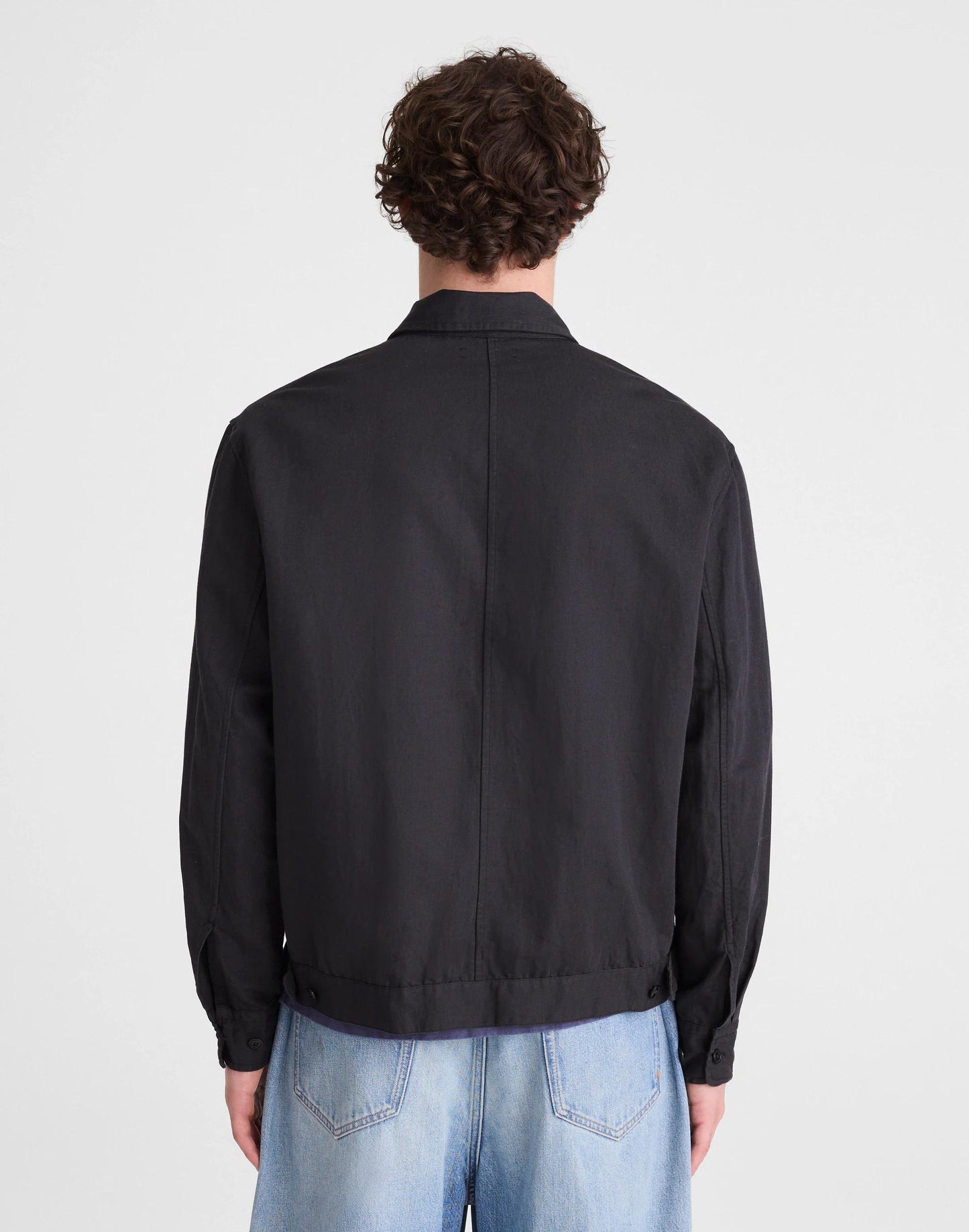 Madewell Zip-Front Jacket in Meridian Linen Blend Black