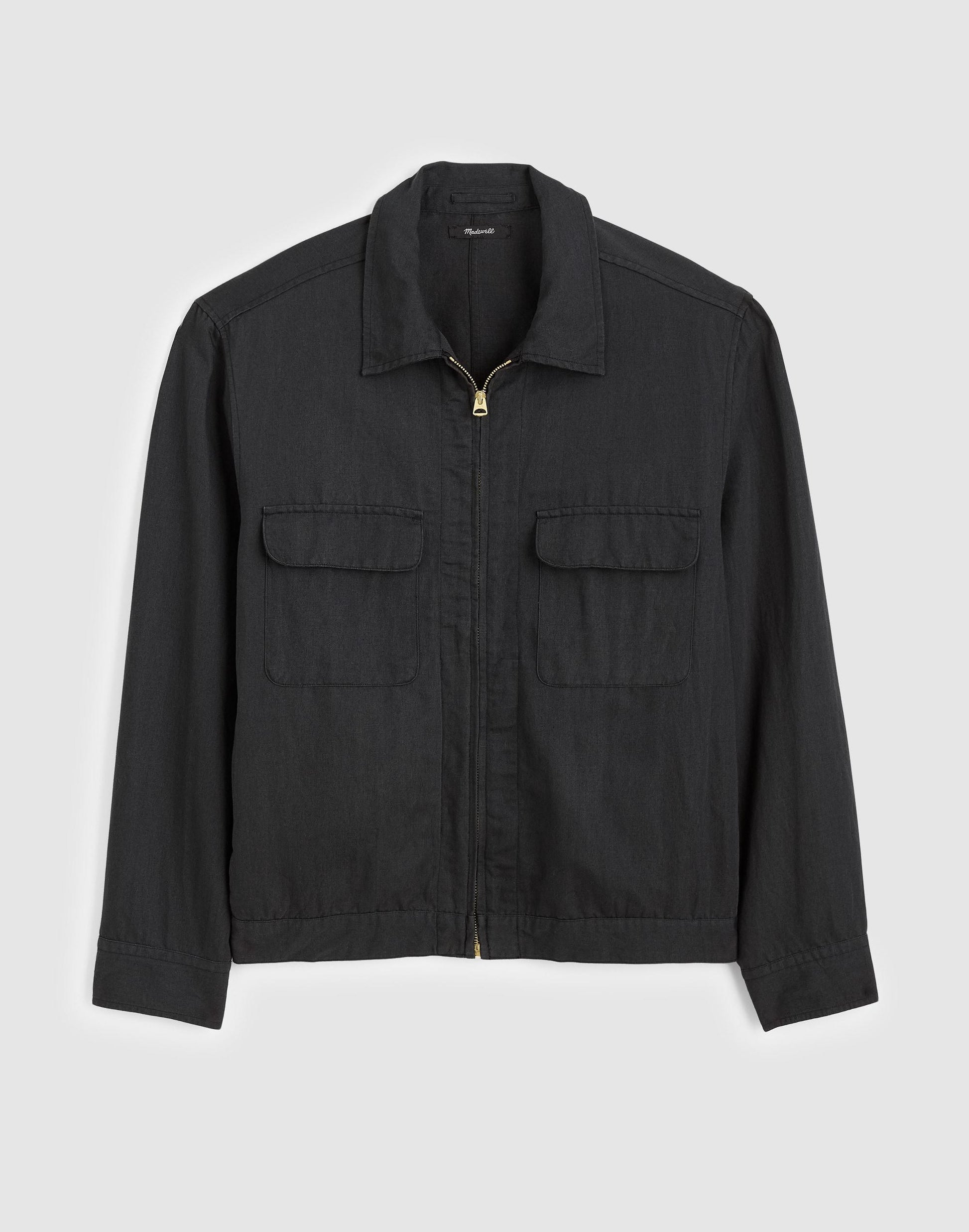 Madewell Zip-Front Jacket in Meridian Linen Blend Black