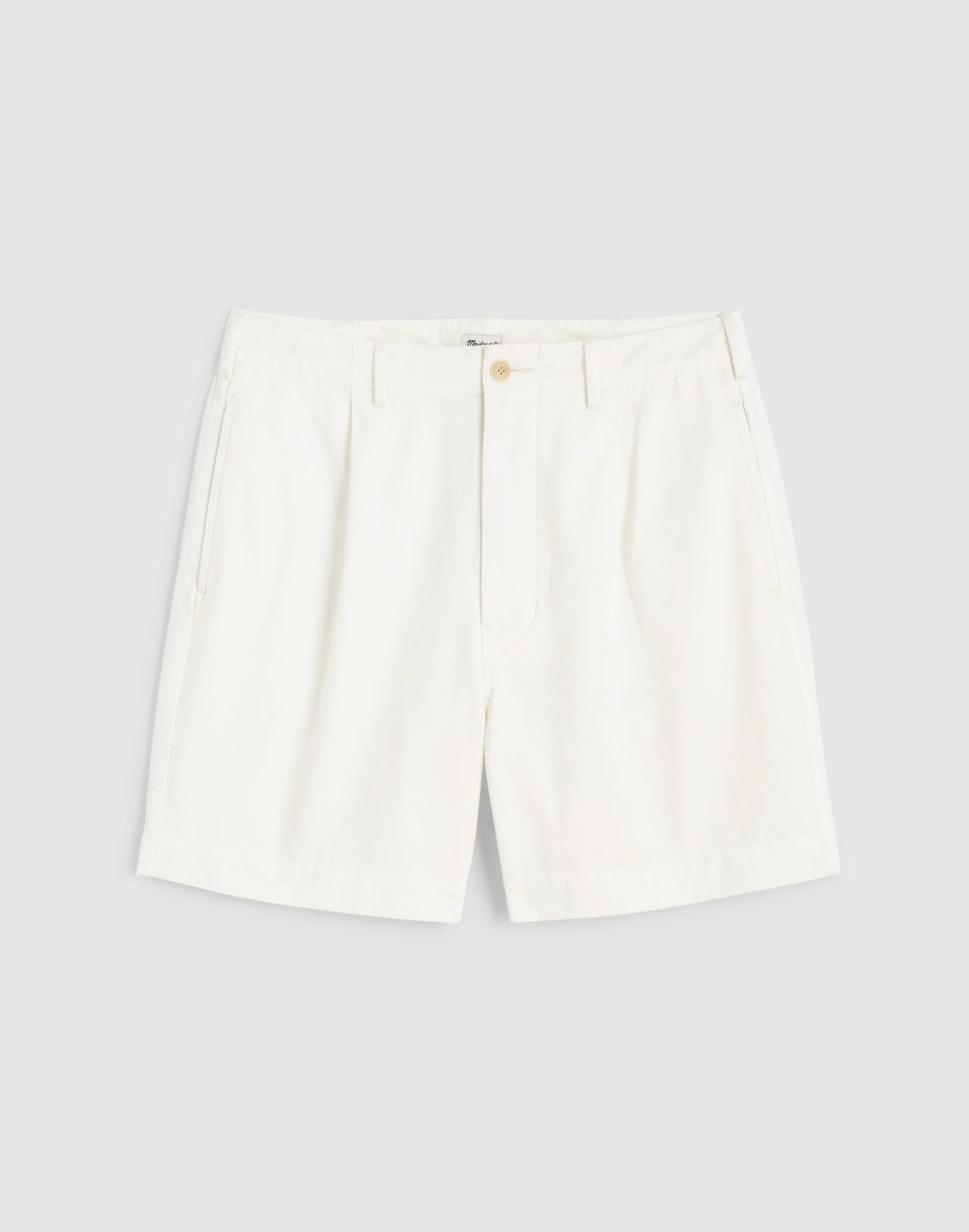 Madewell Pleated Chino Shorts in Uniform Twill Soft White