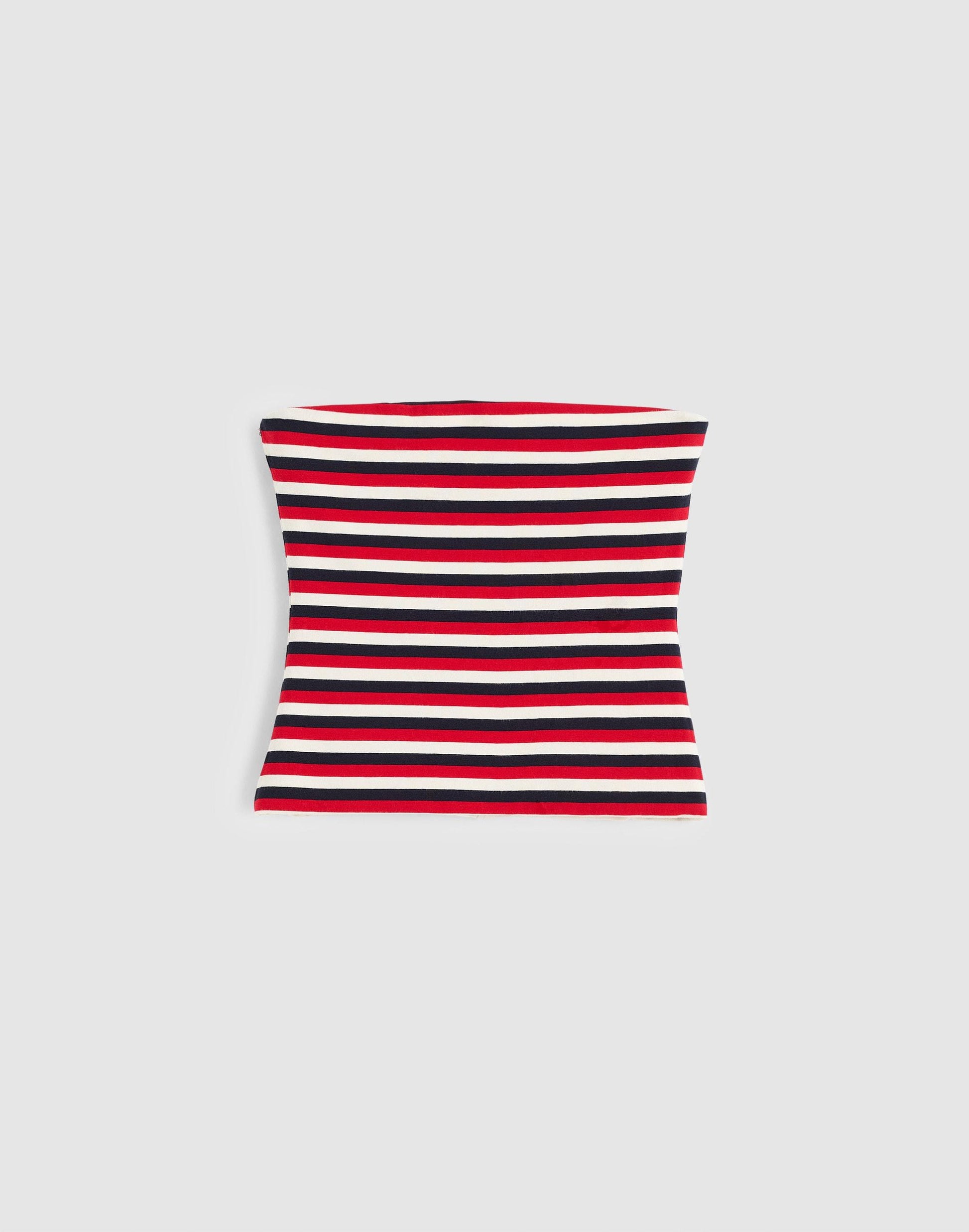 Madewell Knit Tube Top Varisty Red Tricolor Stripe