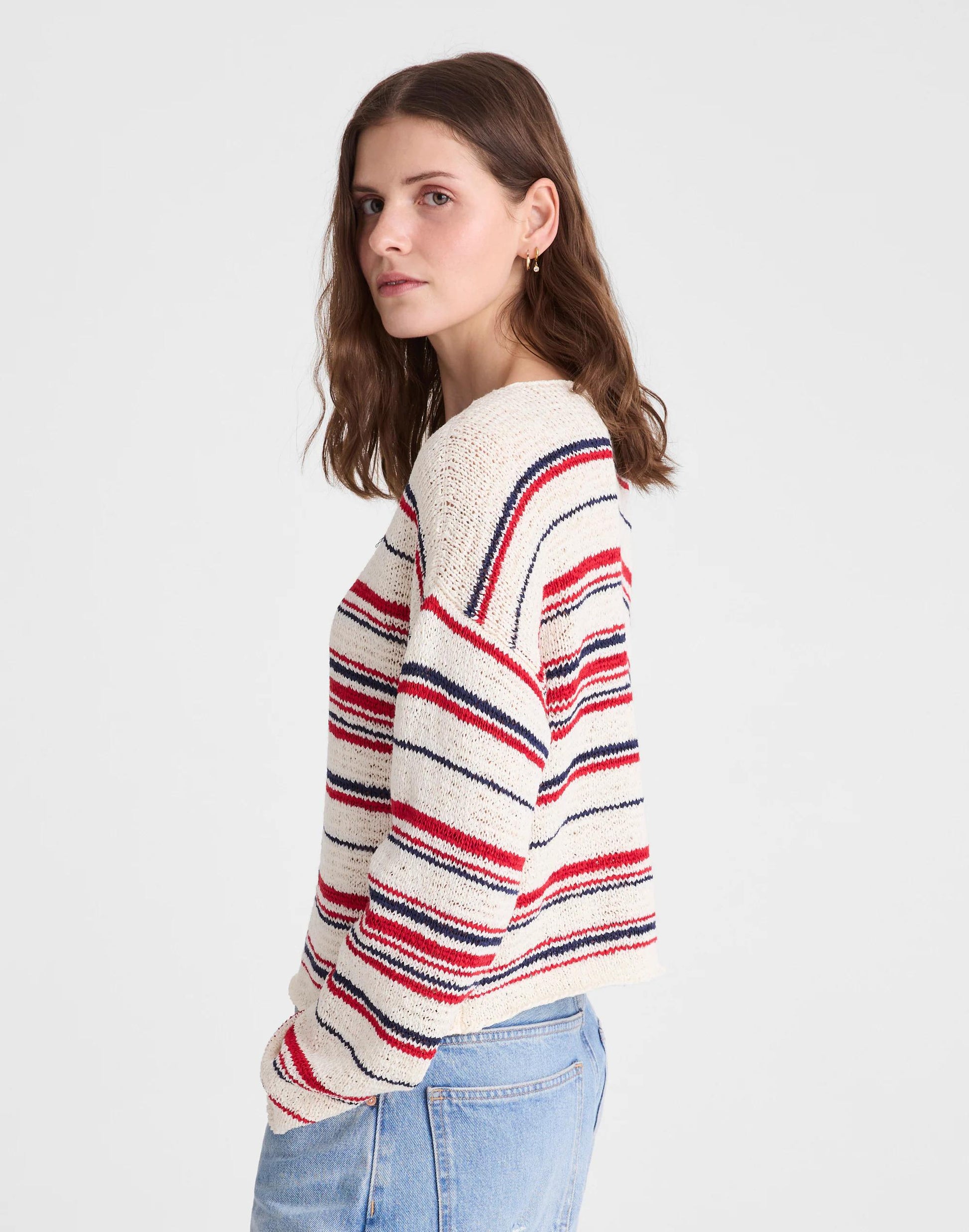 Madewell Boatneck Pullover Sweater Ivory Stripe