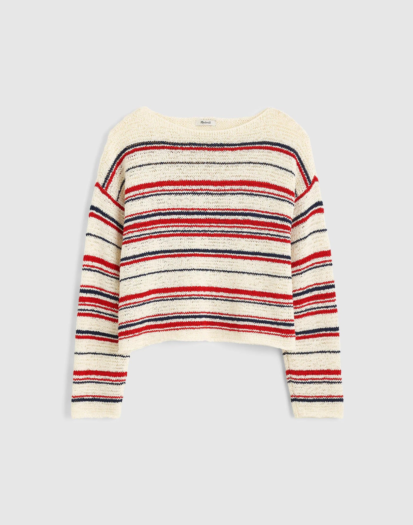 Madewell Boatneck Pullover Sweater Ivory Stripe