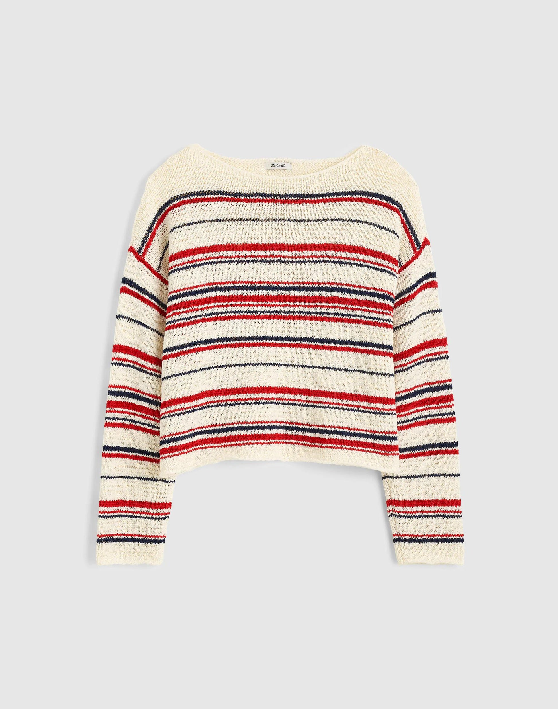 Madewell Boatneck Pullover Sweater Ivory Stripe