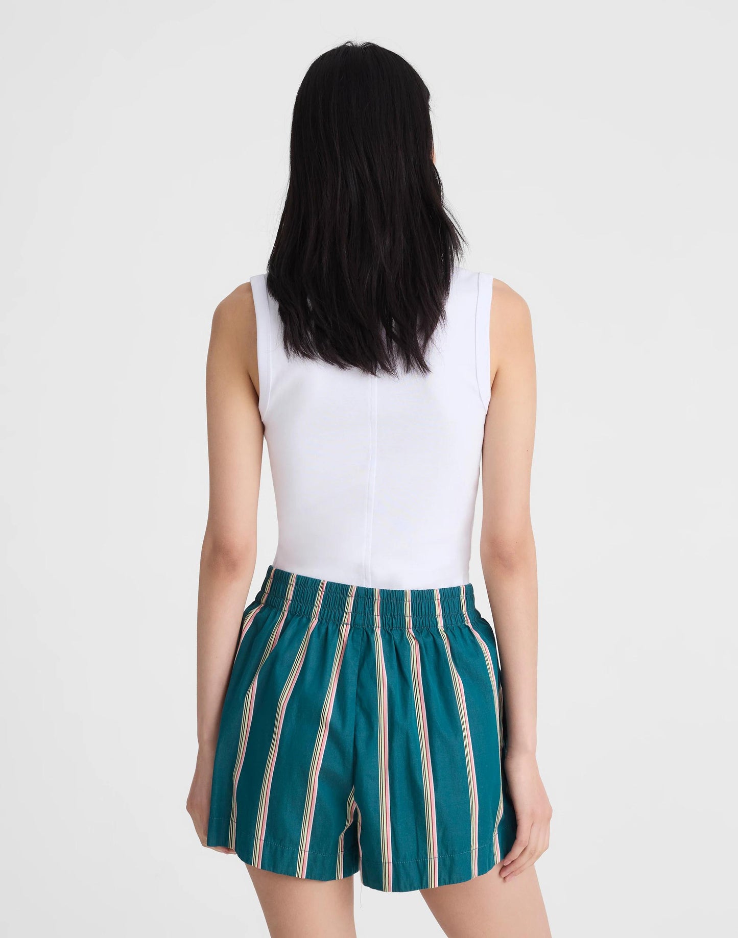 Madewell Madewell x Shopbop Pull-On Shorts in Poplin Deep Lagoon Stripe