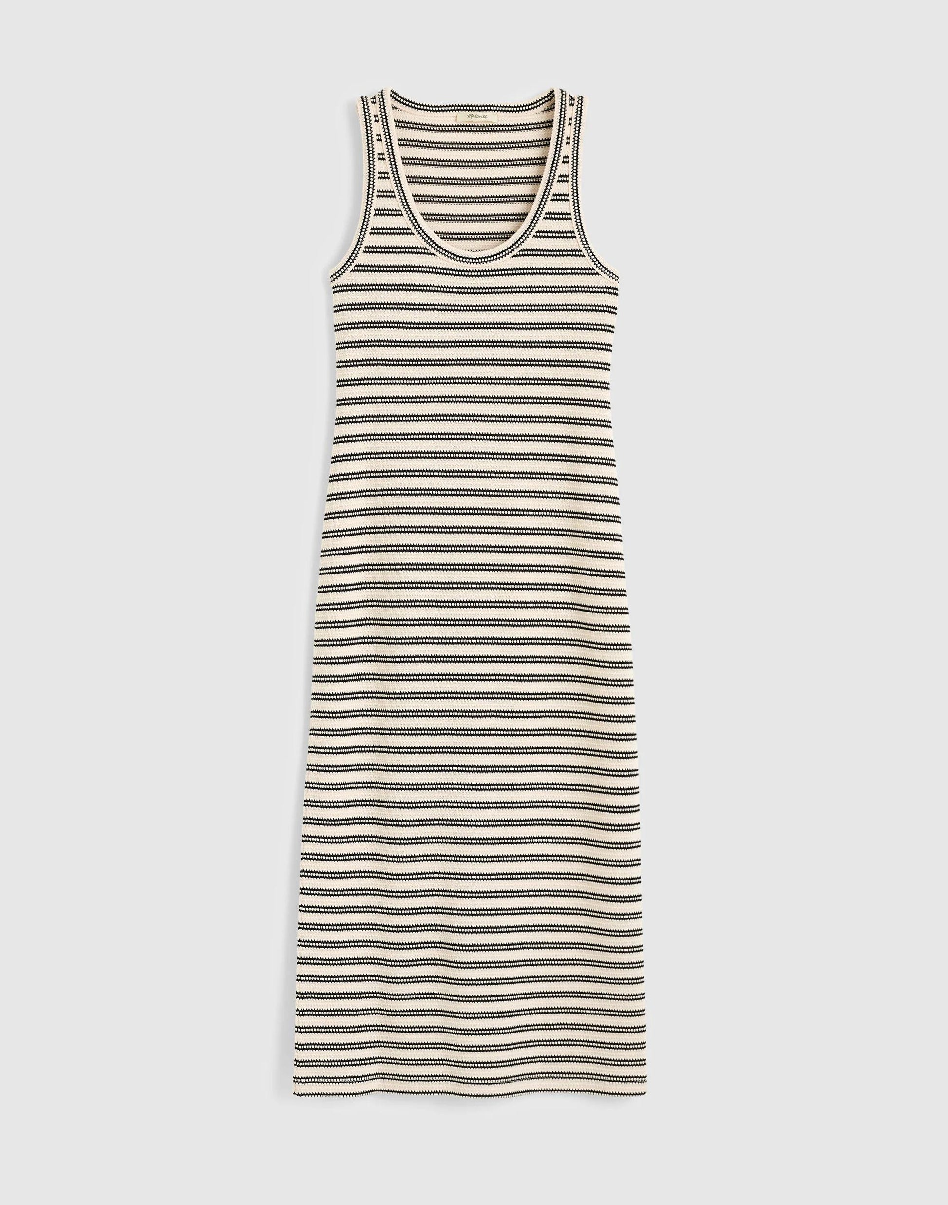 Madewell Scoopneck Tank Maxi Dress Black Stripe Jacquard