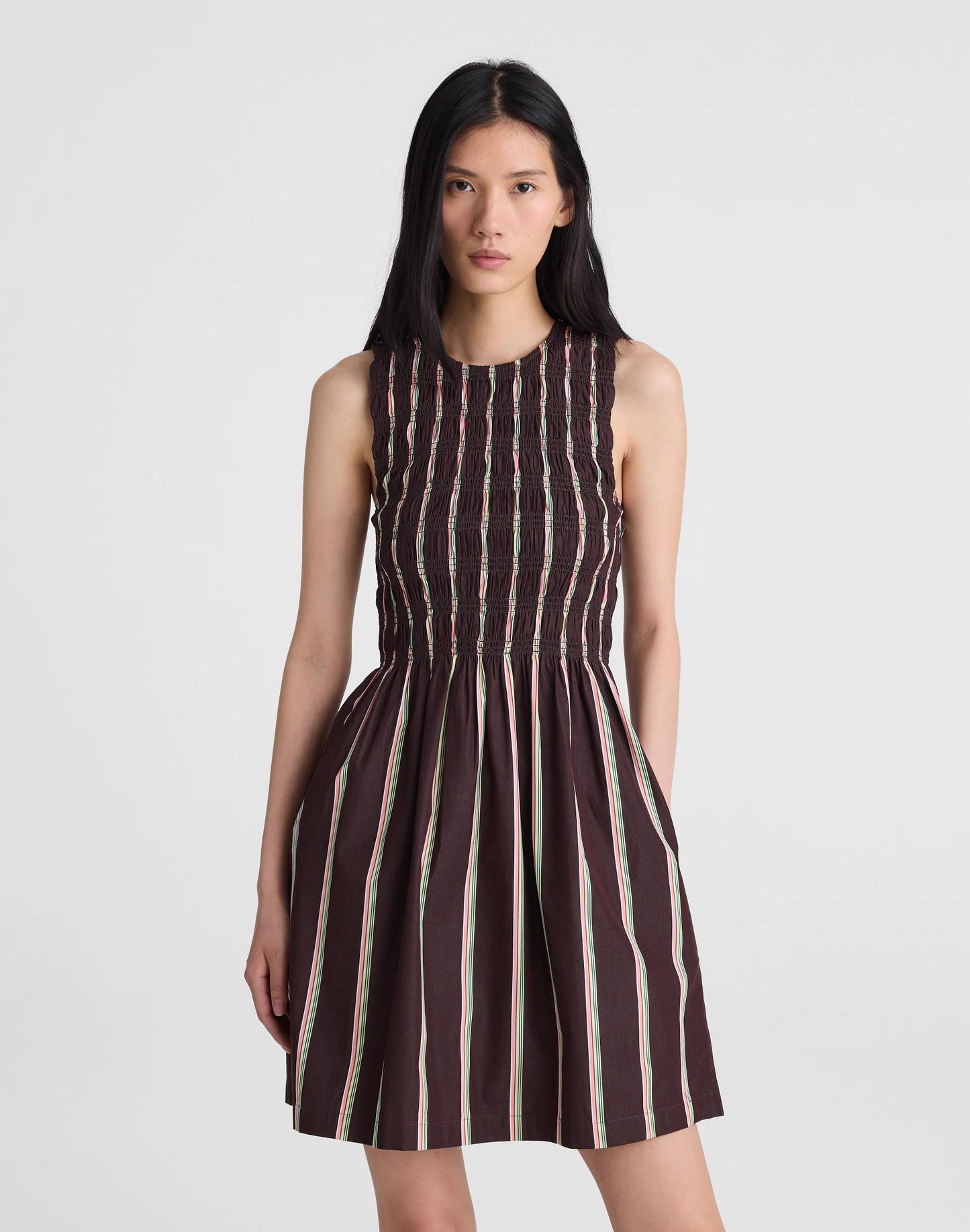 Madewell Madewell x Shopbop Melody Smocked Mini Dress Burnt Cocoa