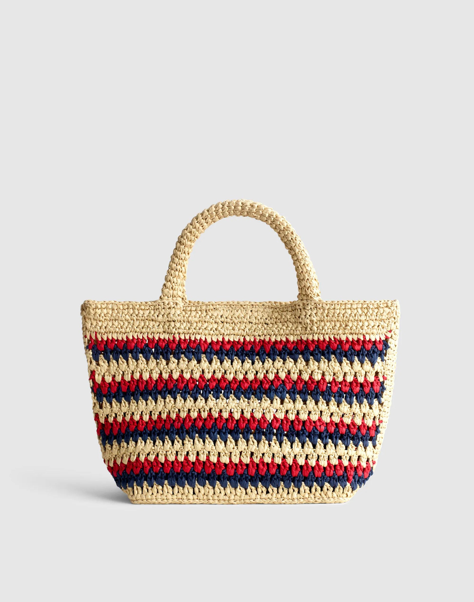 Madewell The Woven Mini Tote Red Navy Stripe