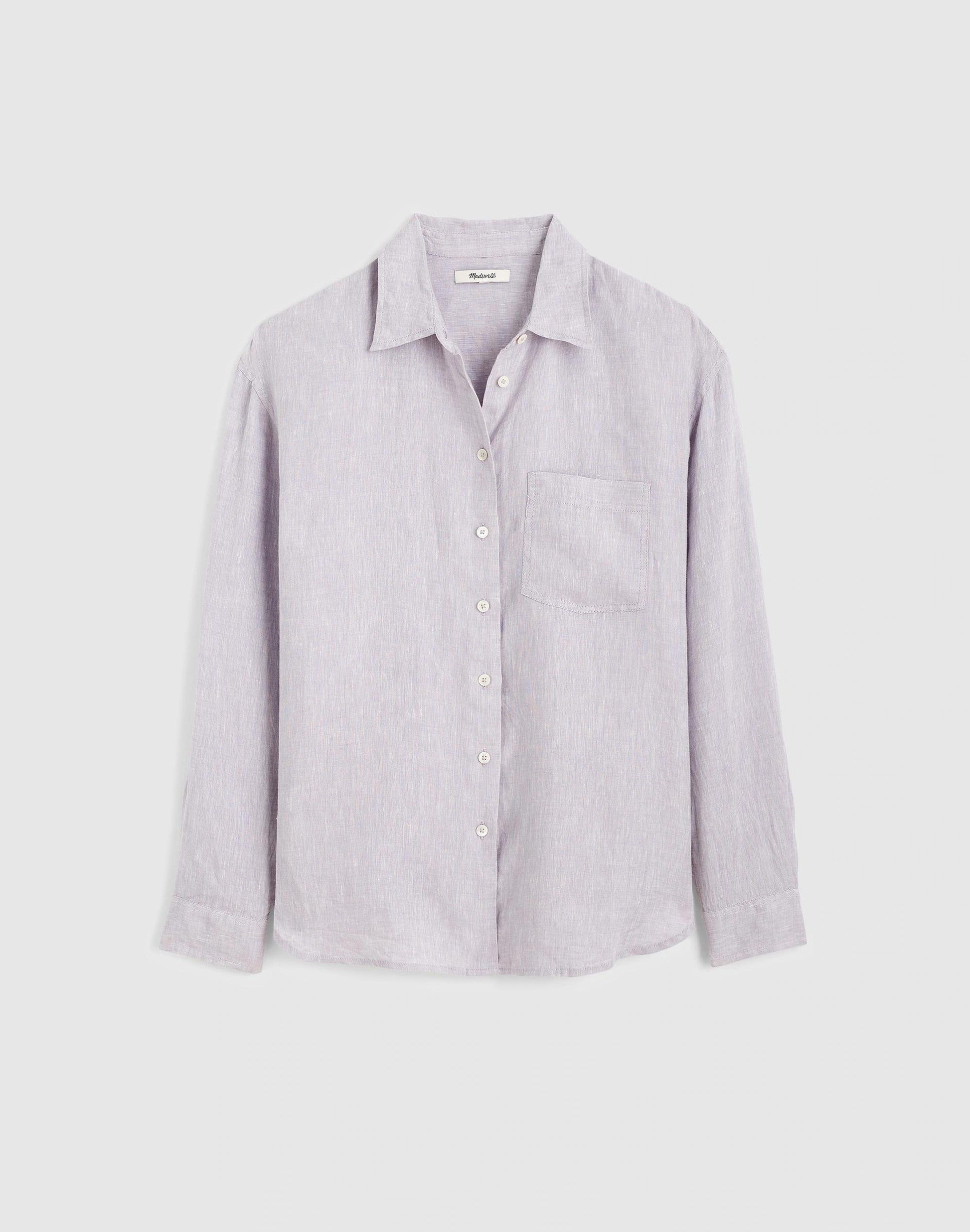 Madewell The Easy Shirt in 100% Linen Lilac Chambray