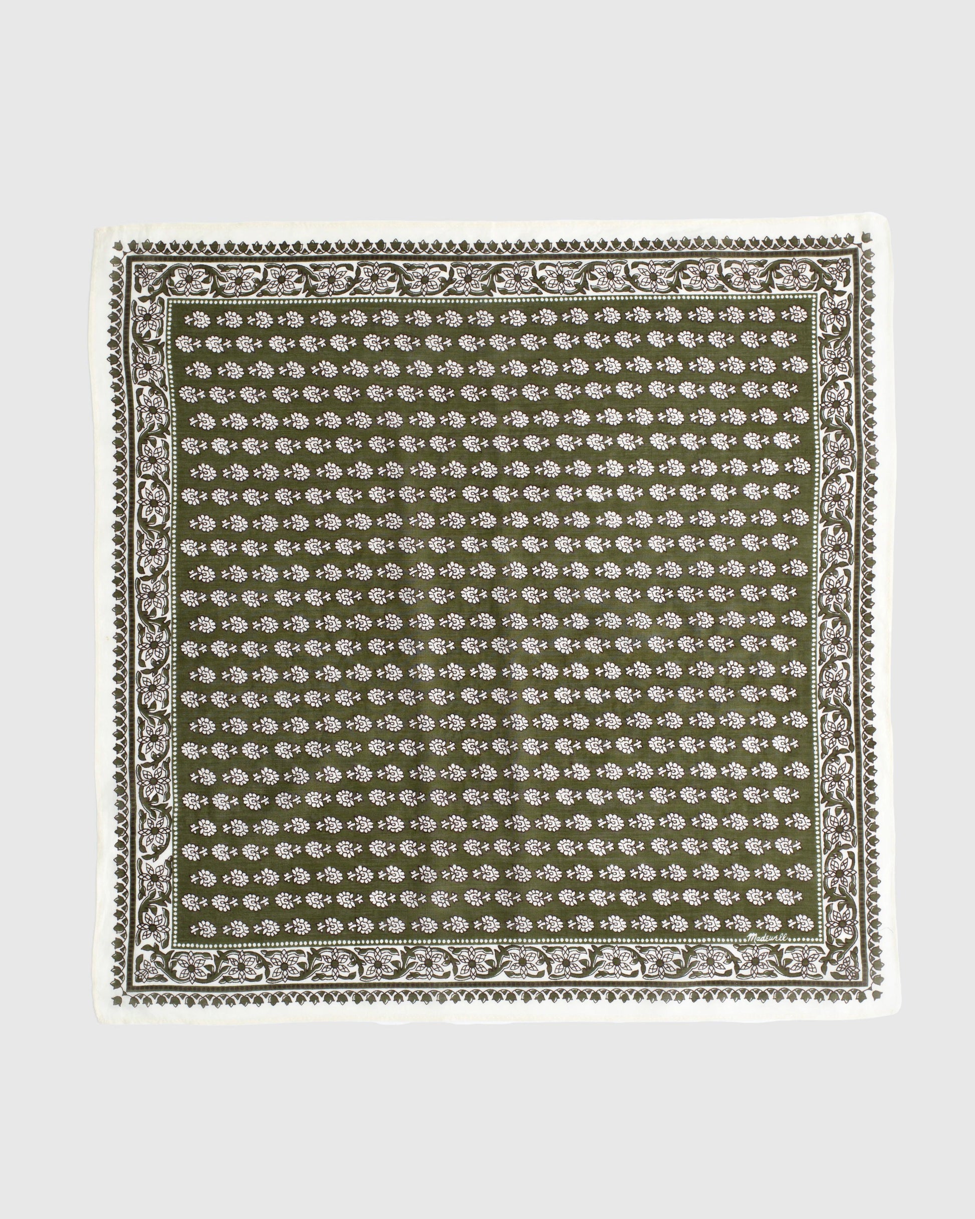 Madewell Organic Cotton Bandana Block Print Faded Ivy