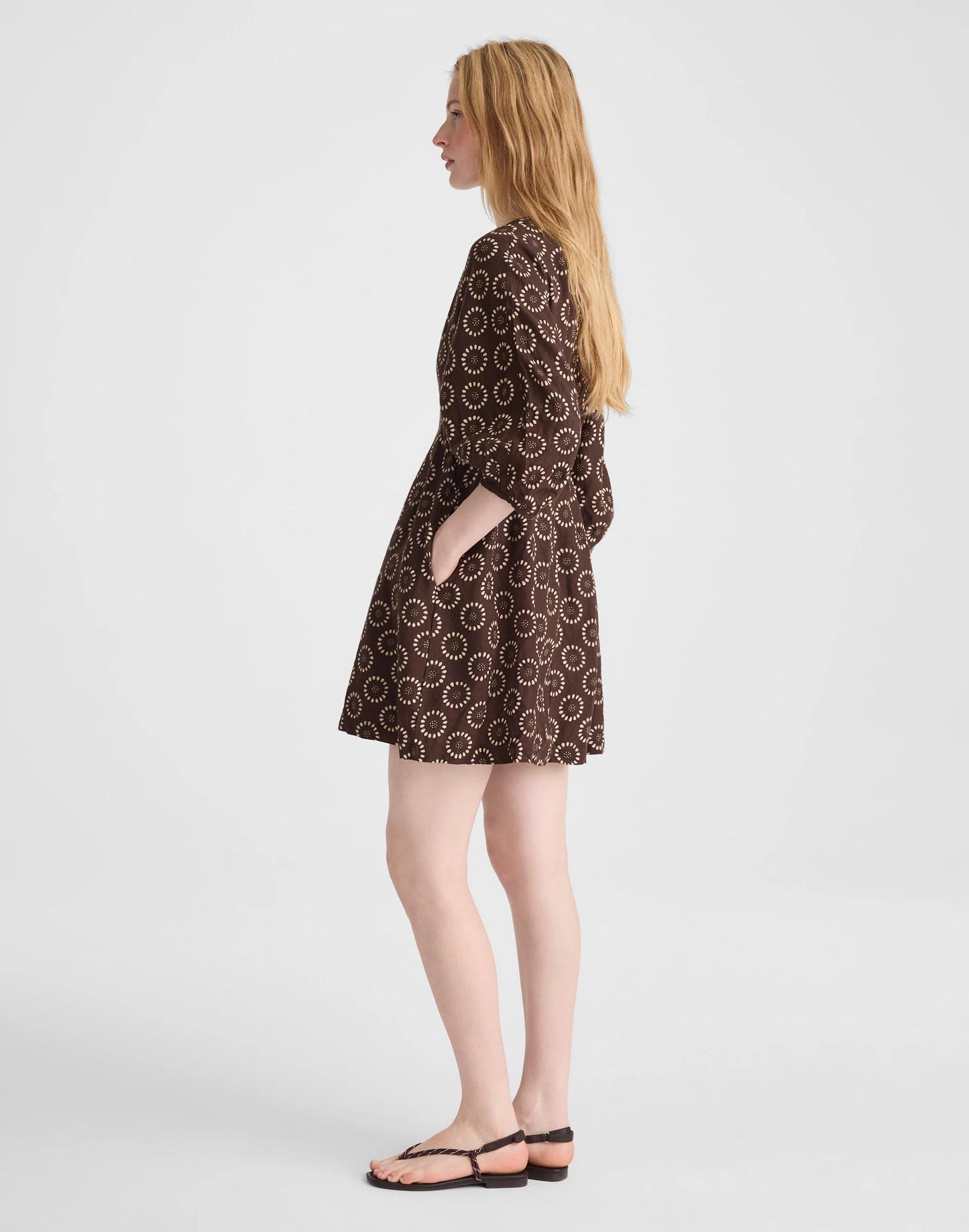 Madewell Splitneck Mini Dress Dark Brown