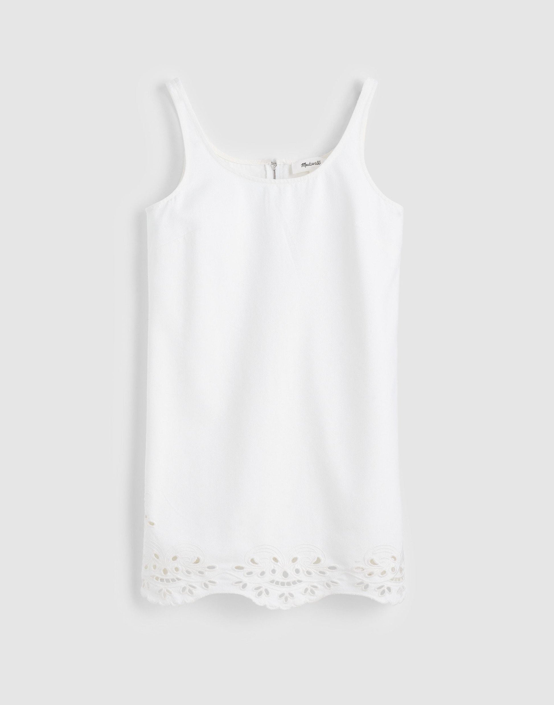 Madewell Denim Eyelet Mini Shift Dress Tile White