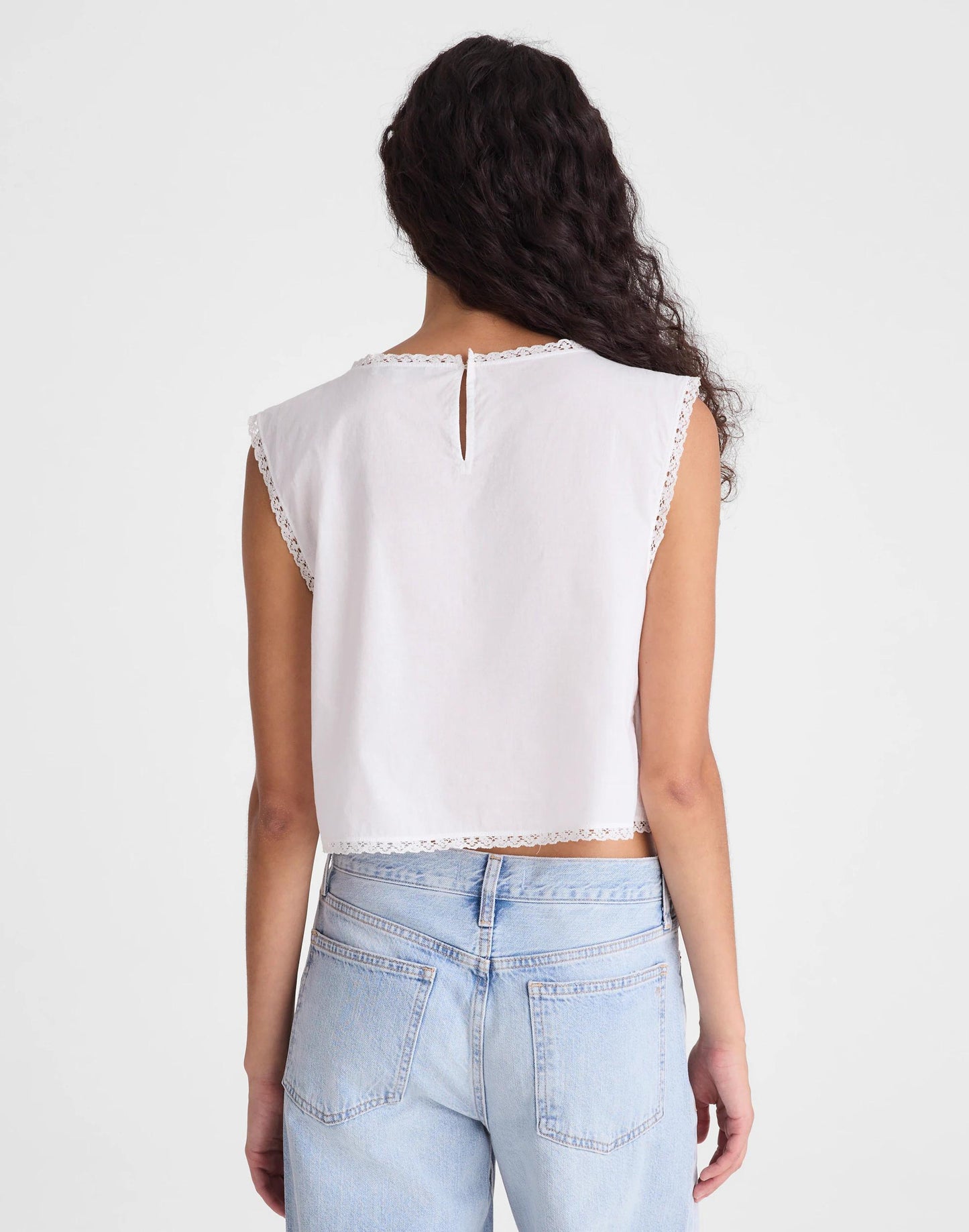 Madewell Embroidered Lace-Insert Top White
