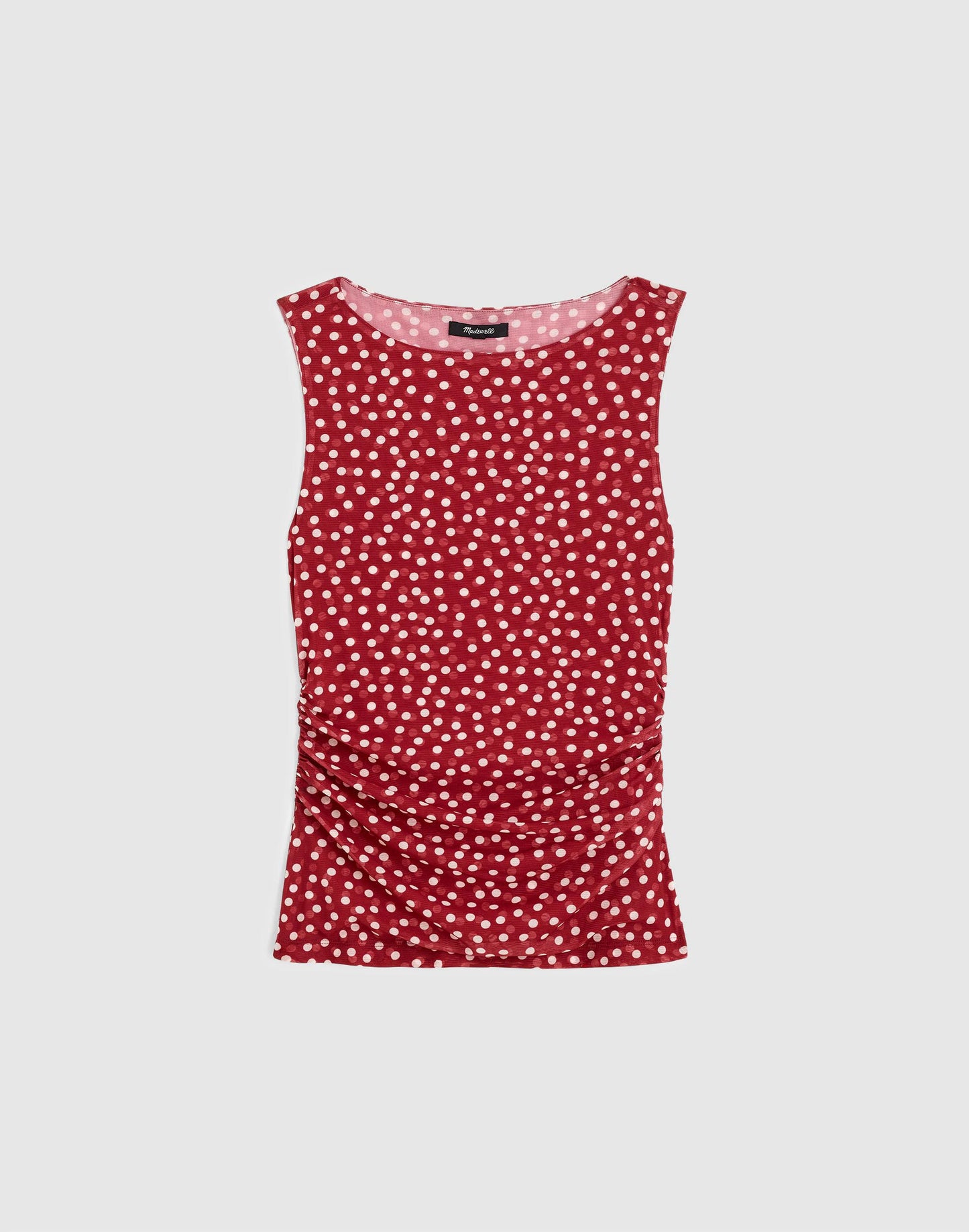 Madewell Cinched Double-Layered Mesh Top Red Currant