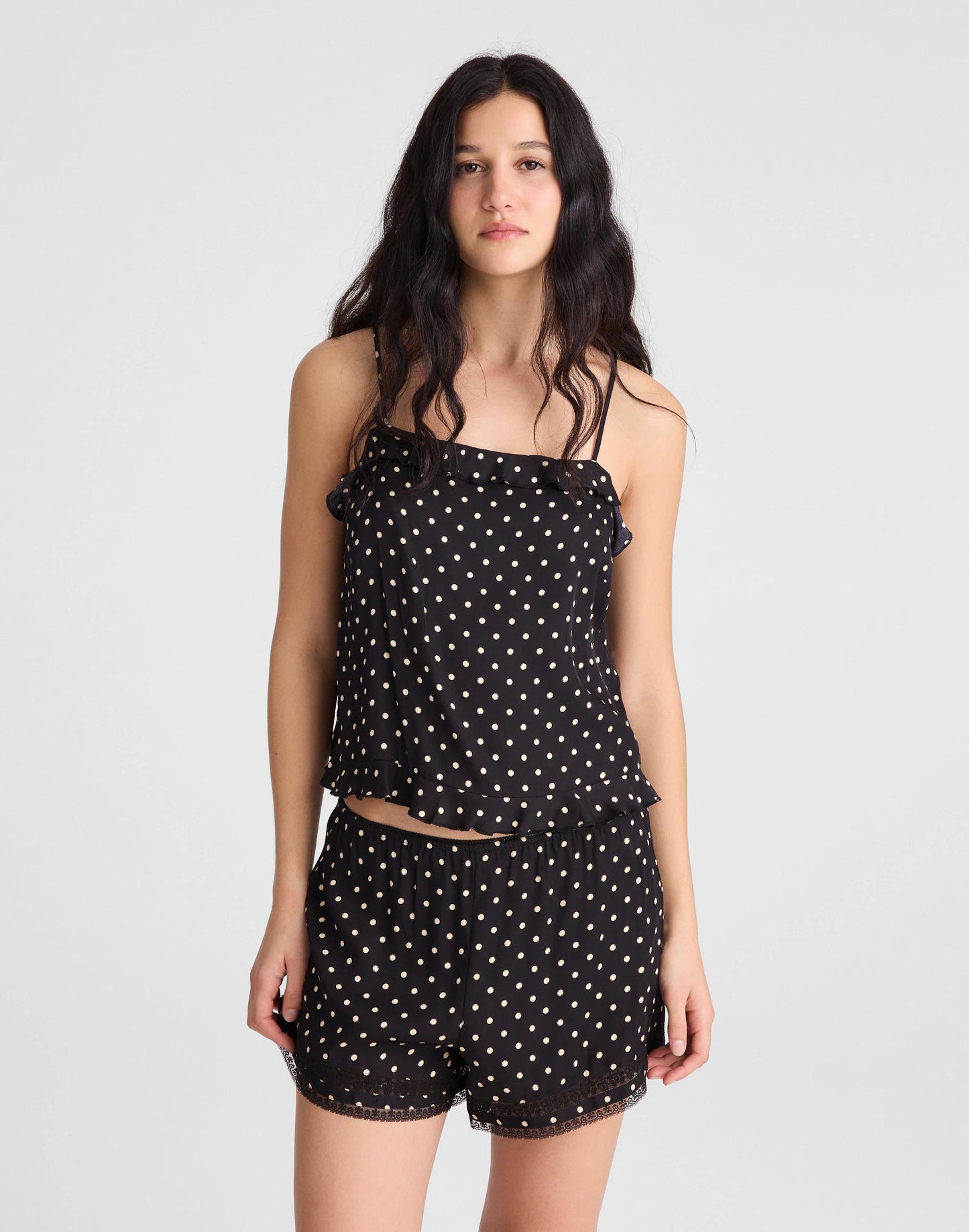 Madewell Ruffled Cami Top Jet Black
