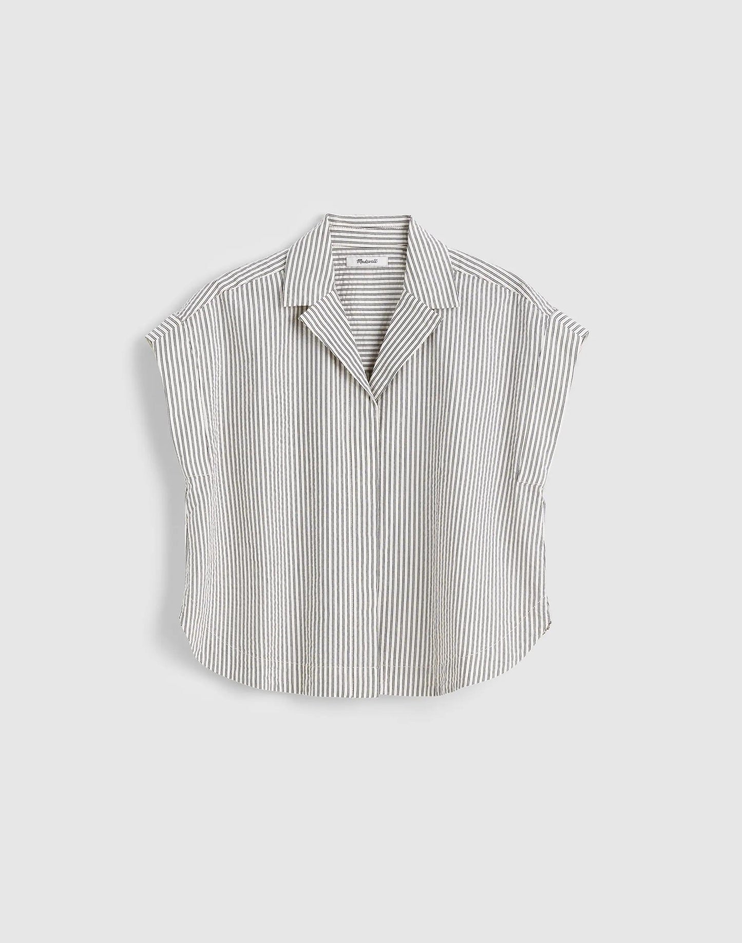 Madewell Notch-Collar Popover Shirt Black Vintage Ivory Yarndye