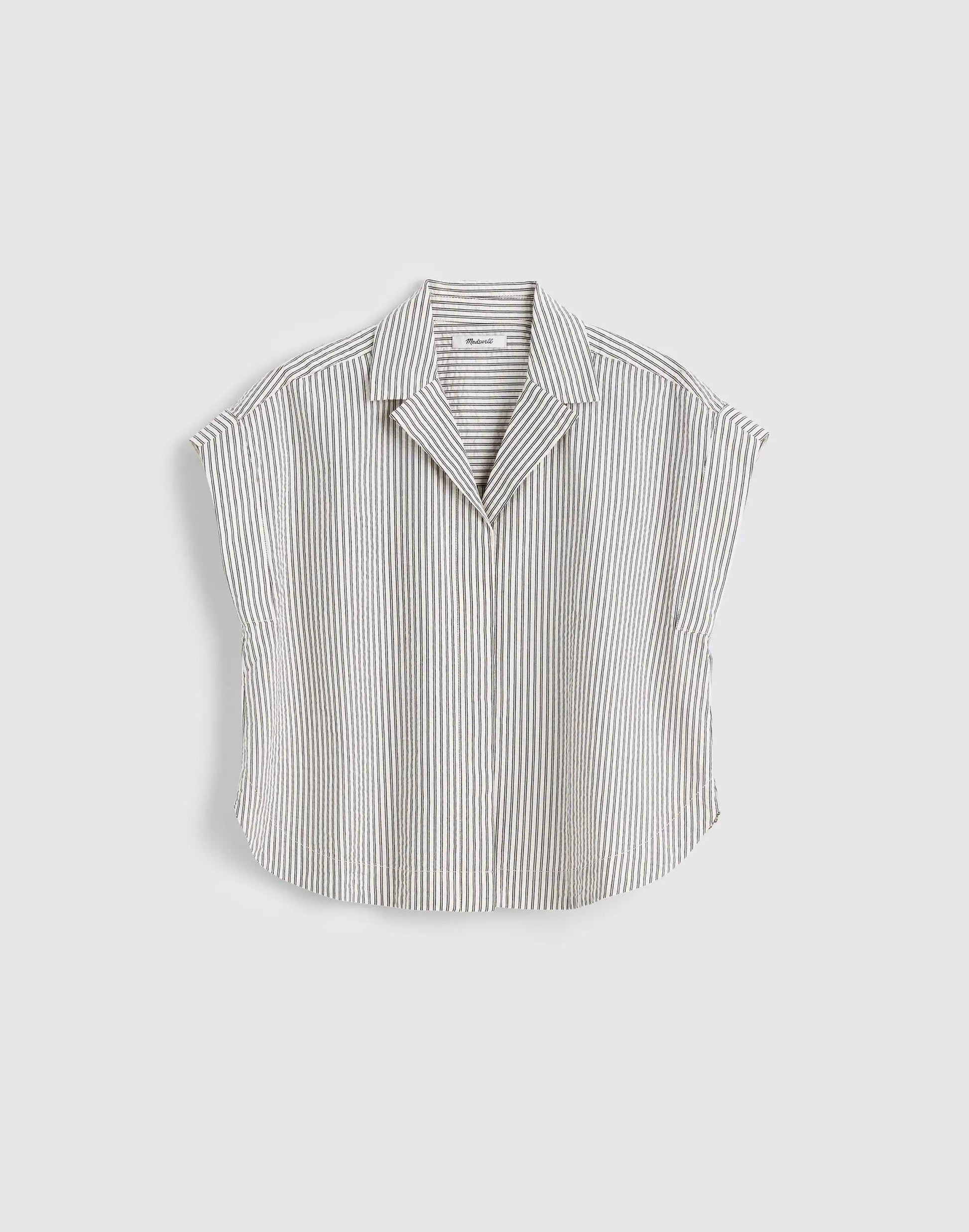 Madewell Notch-Collar Popover Shirt Black Vintage Ivory Yarndye