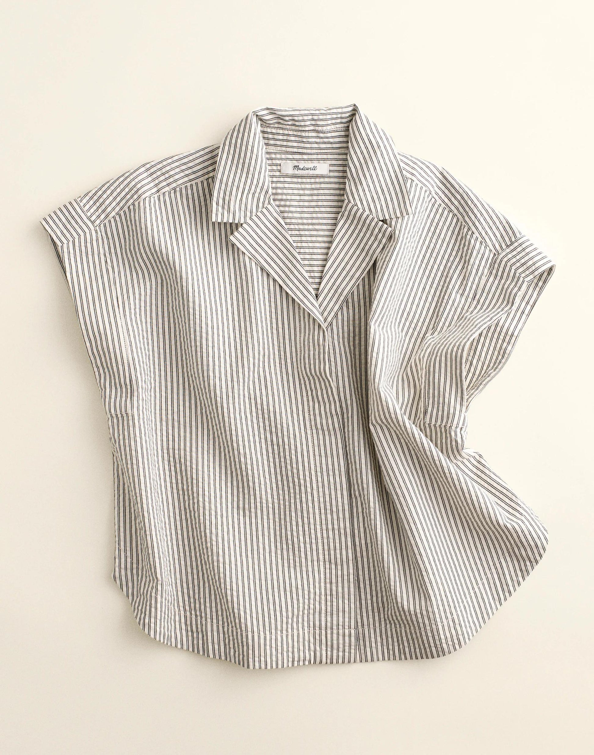 Madewell Notch-Collar Popover Shirt Black Vintage Ivory Yarndye