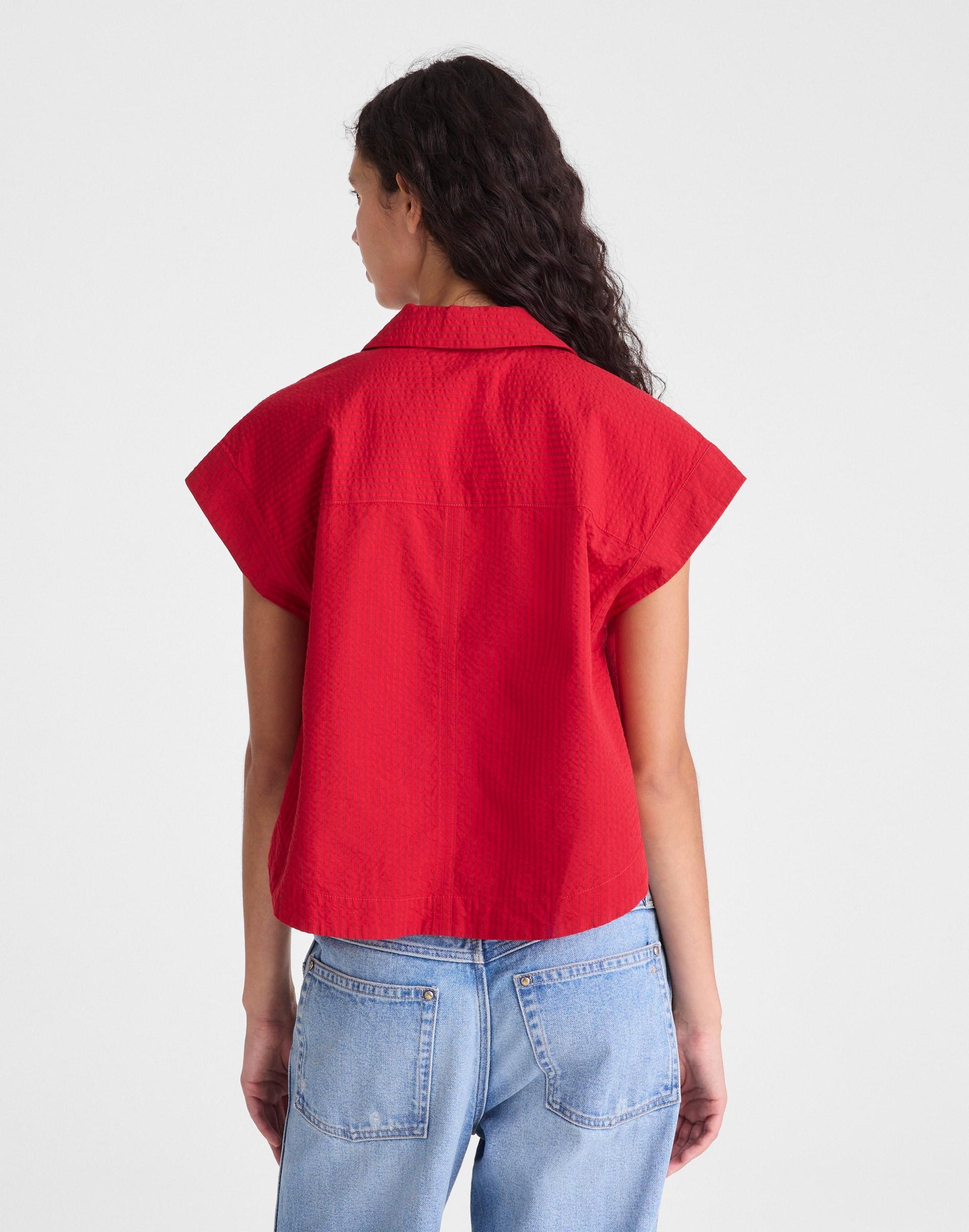 Madewell Notch-Collar Popover Shirt Red Currant