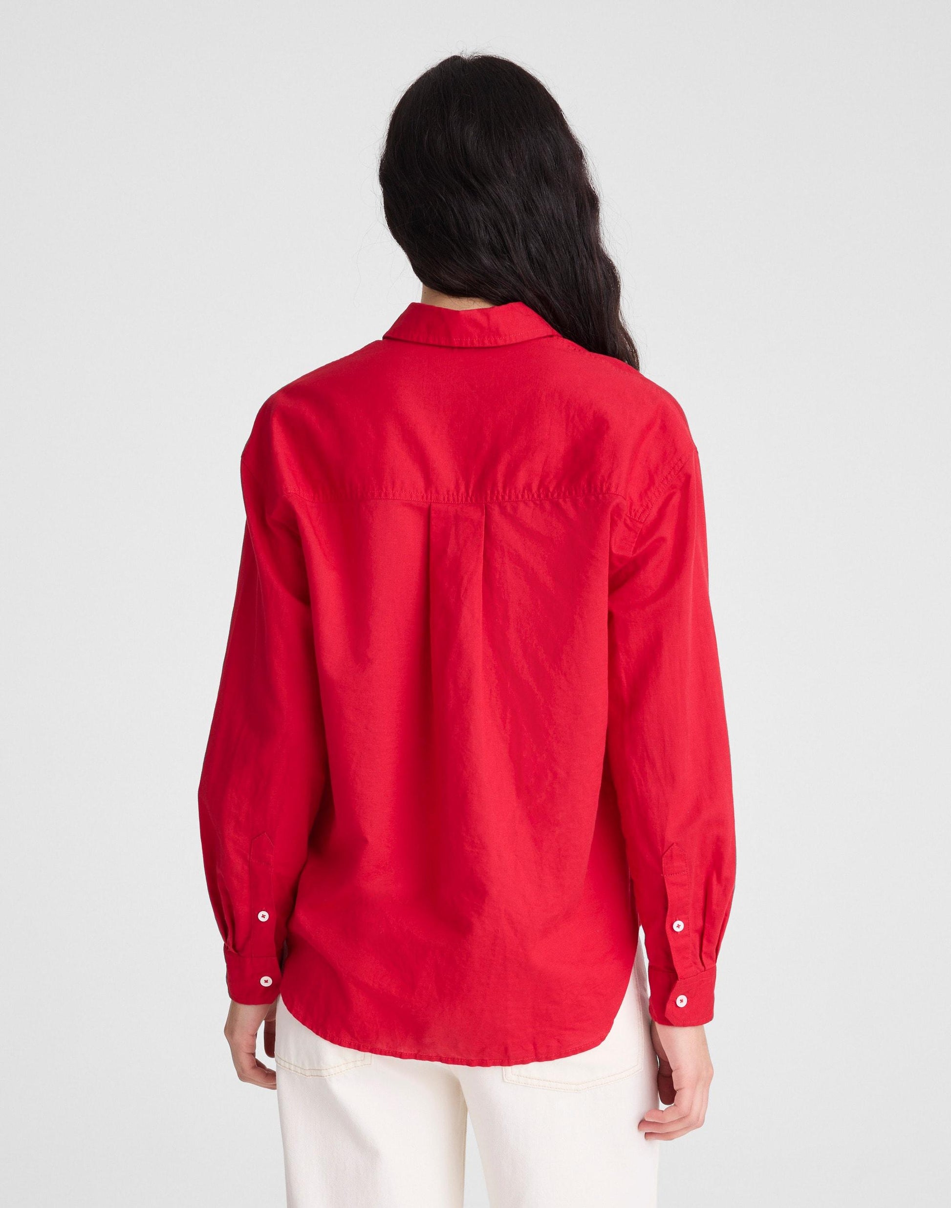 Madewell The Easy Shirt in Linen Blend Varsity Red