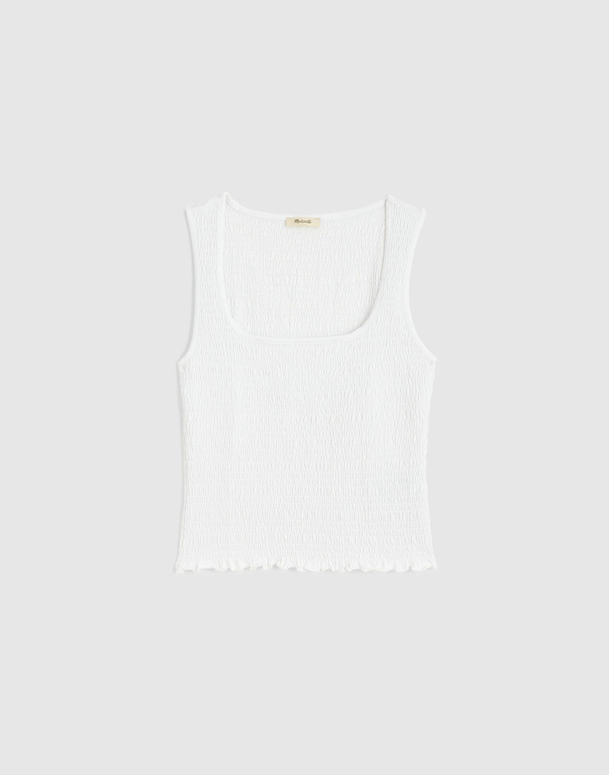 Madewell Smocked Scoopneck Tank White