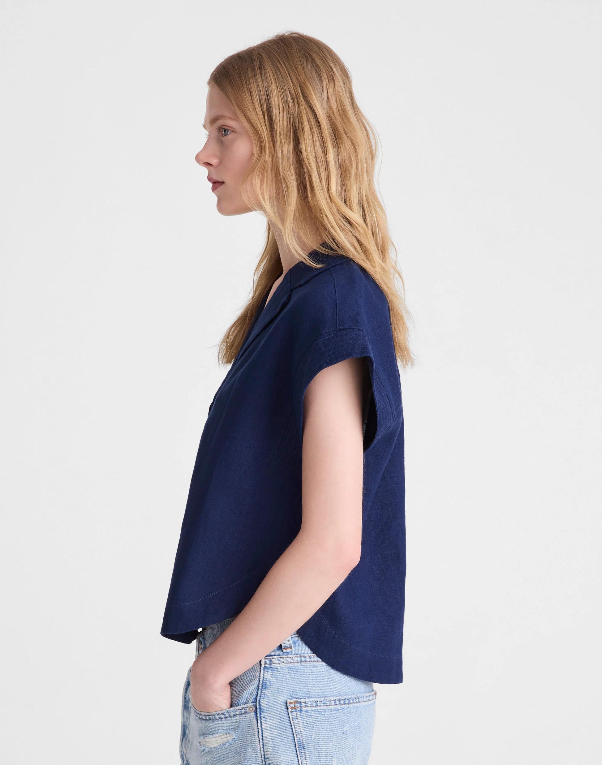 Madewell Notch-Collar Popover Shirt Classic Indigo