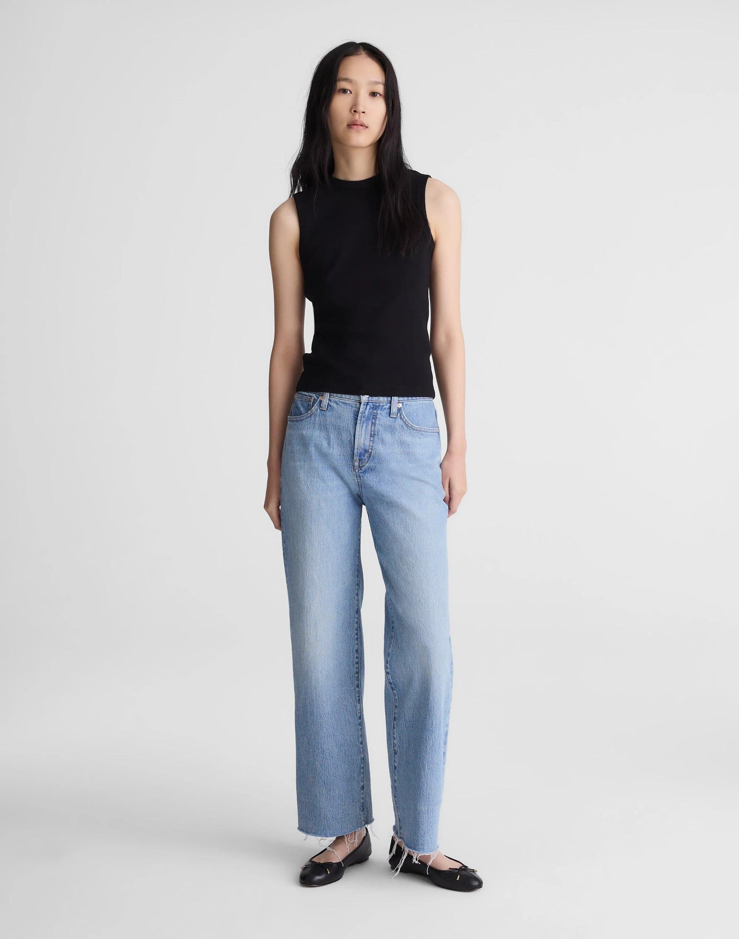 Madewell The '90s Shell Tank in Compact Cotton Jet Black