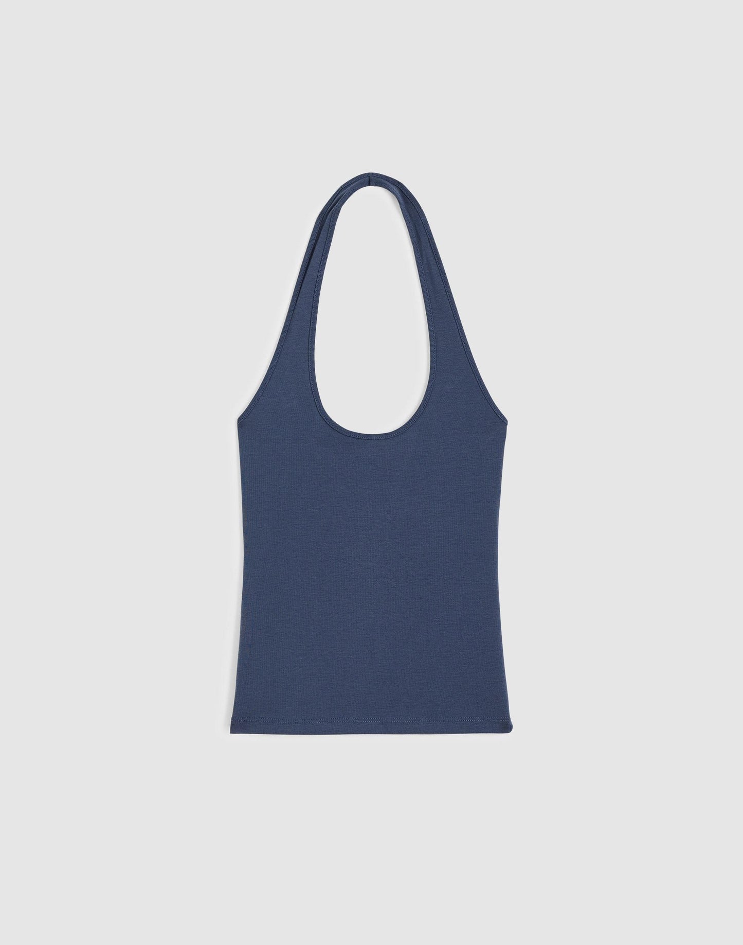 Madewell The '90s Halter Top in Compact Cotton Petrol Navy
