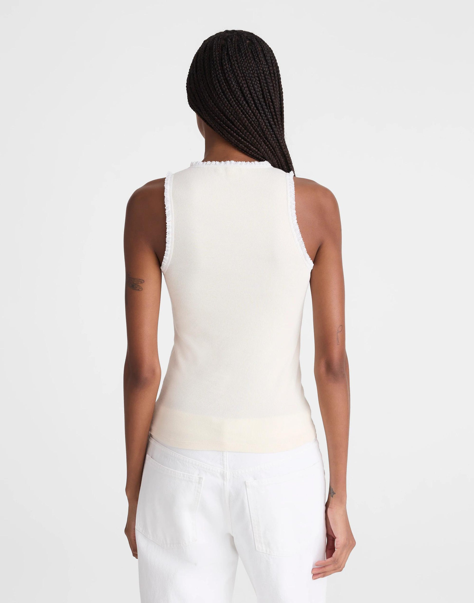 Madewell Lace-Trim Ribbed Tank Vintage Ivory