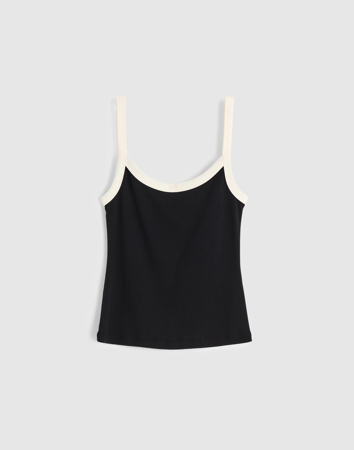Madewell The '90s Cami in Compact Cotton Colorblock Black Ivory