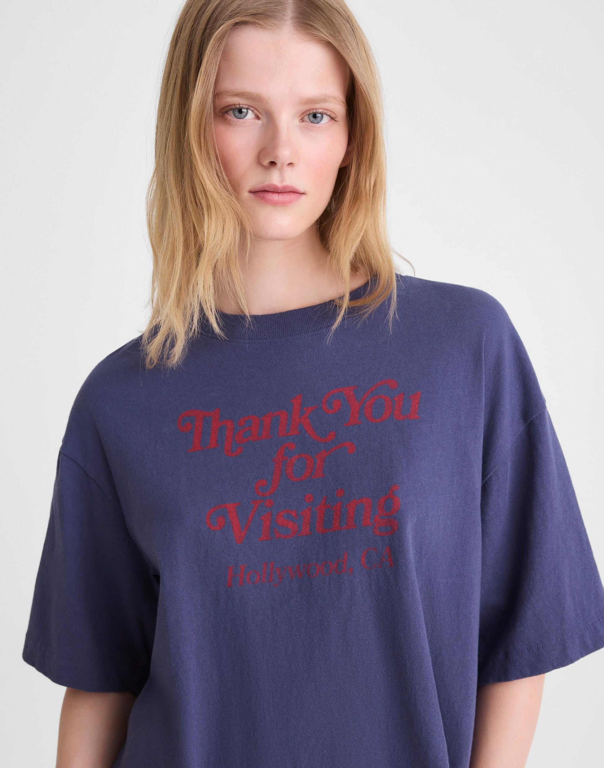 Madewell The Boxy Crop Tee in Allday Jersey Petrol Navy