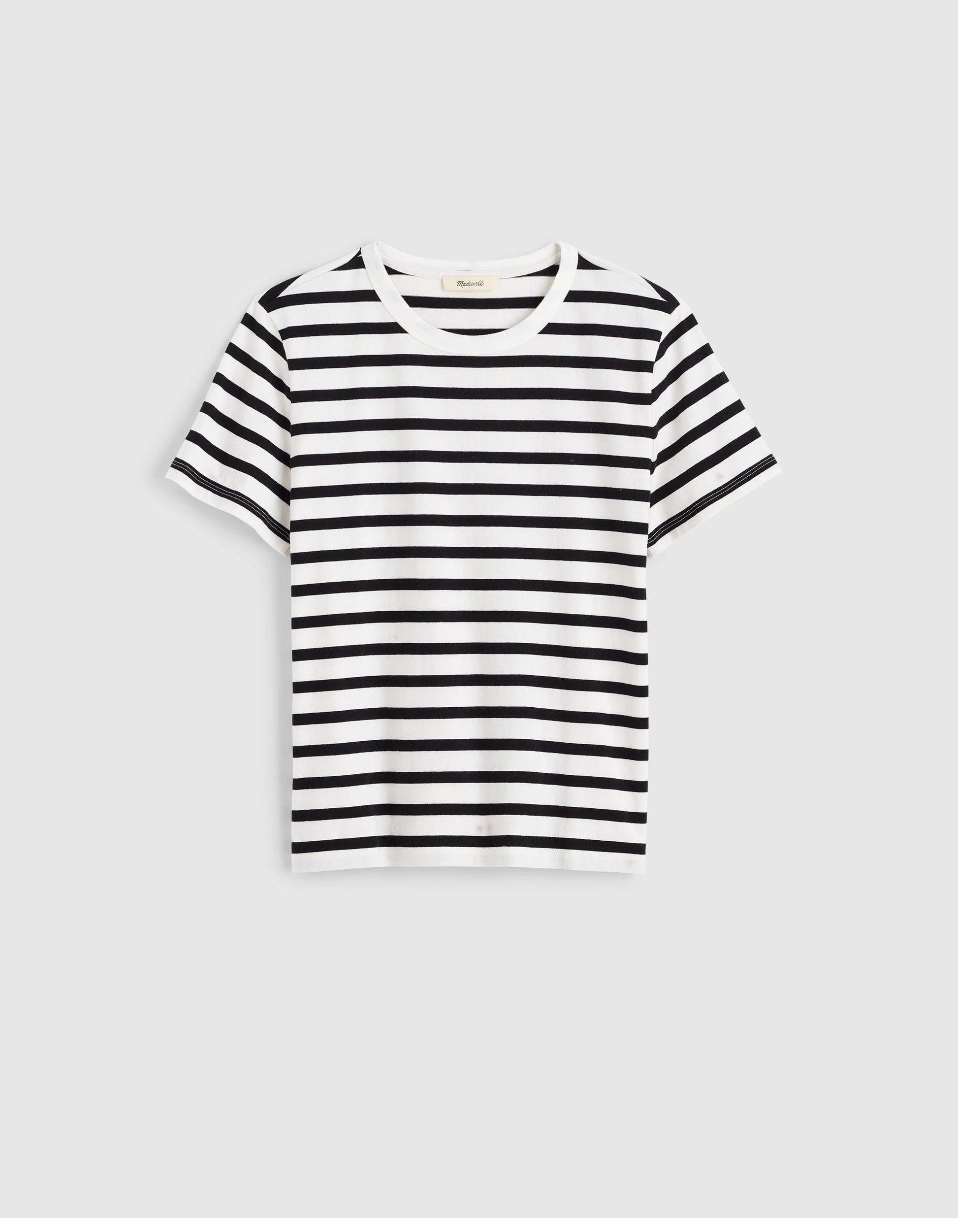 Madewell The Perfect Crewneck Tee in Allday Jersey Black To White Stripe