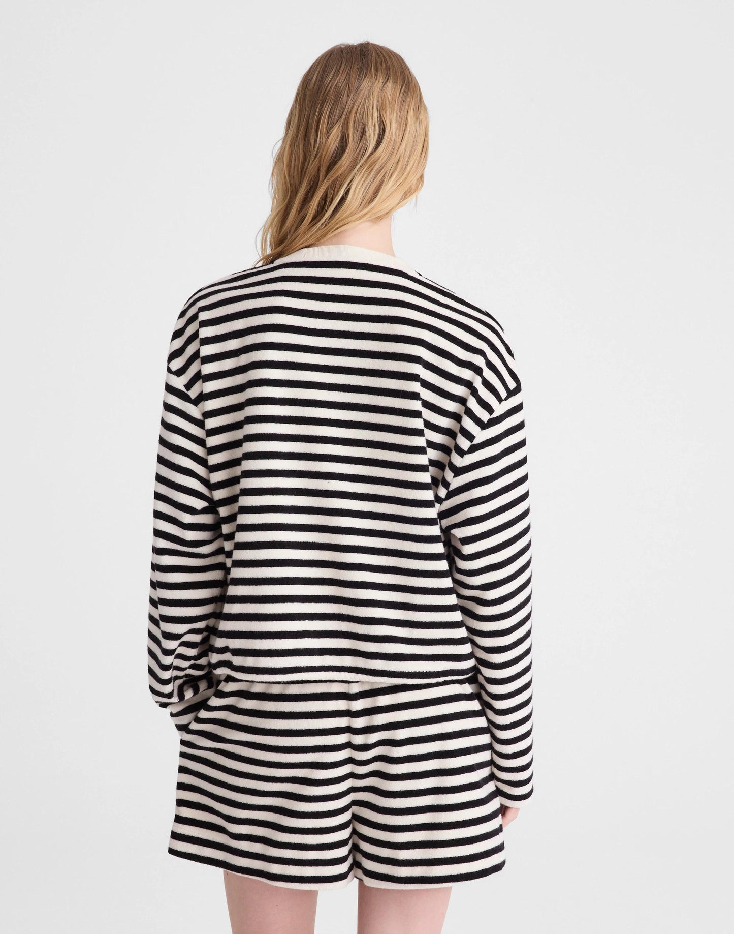 Madewell Tie-Waist Top in Terry Black Ivory