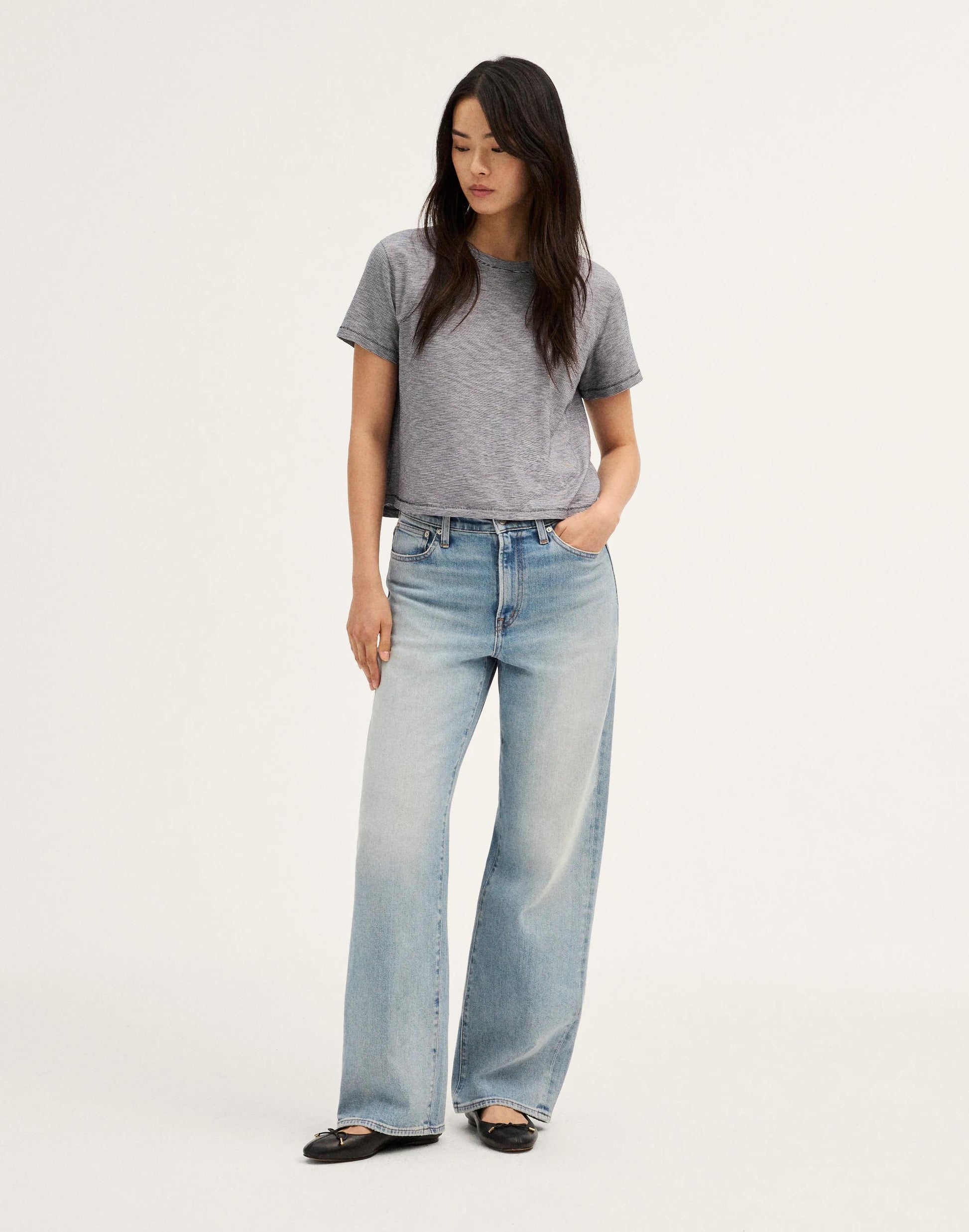 Madewell The Easy Crop Crewneck Tee in Soft Slub Midnight Navy