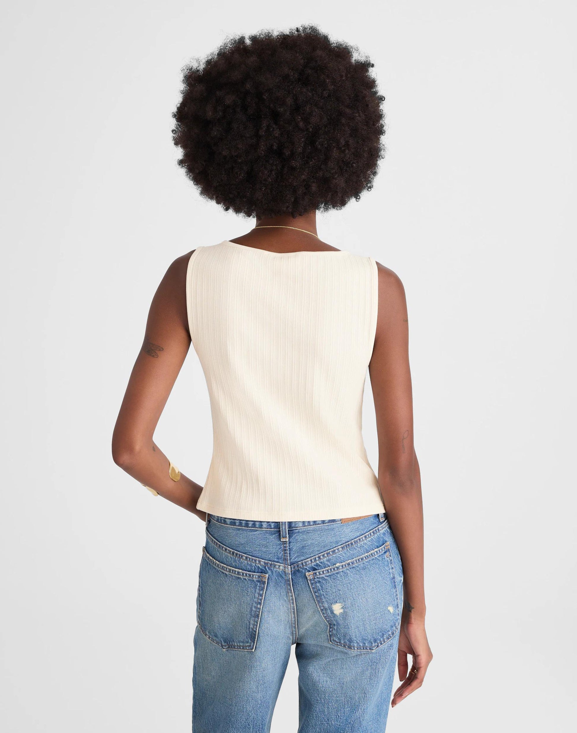 Madewell Ribbed Crewneck Shell Top Vintage Ivory