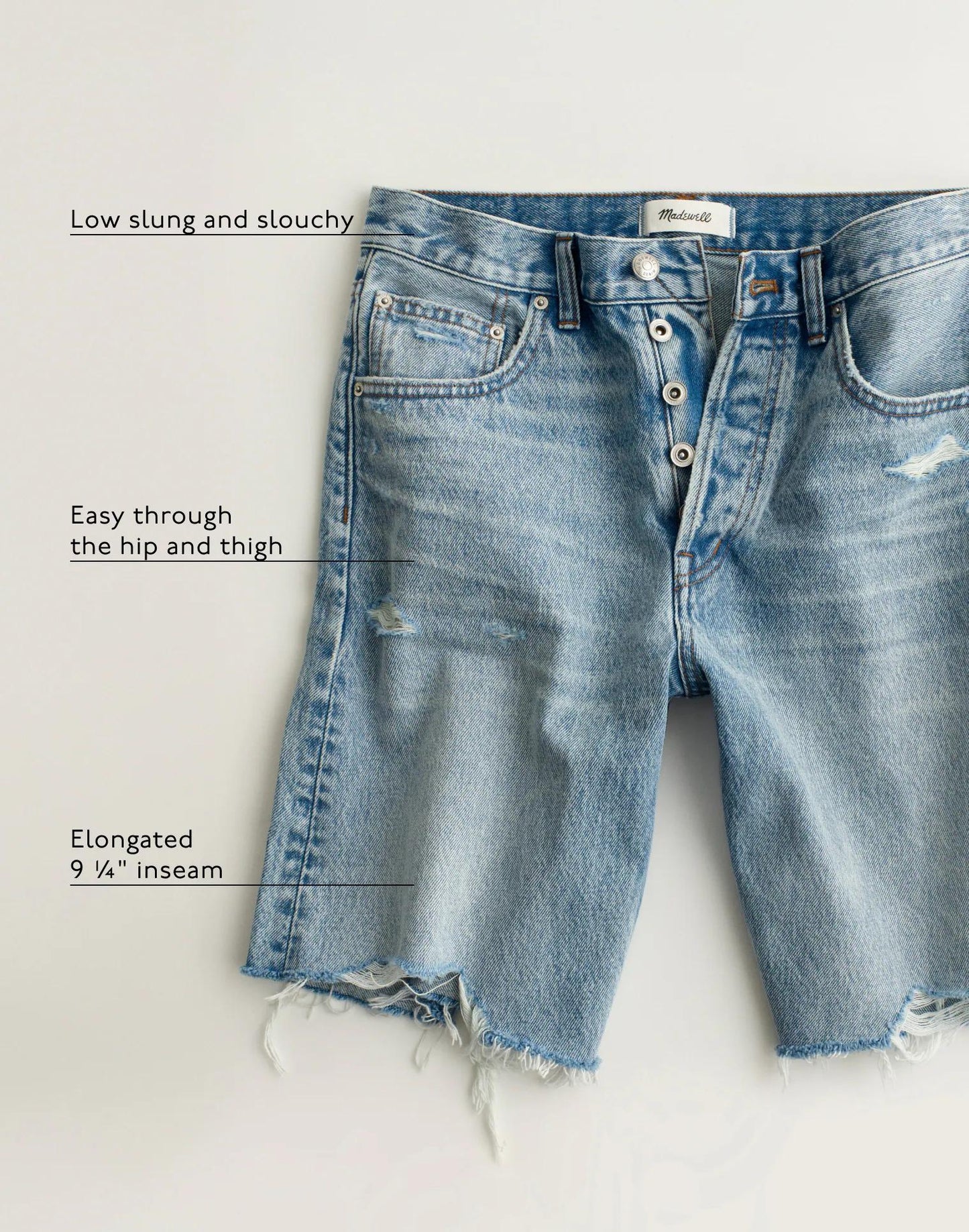 Madewell The Essex Long Baggy Short Tile White
