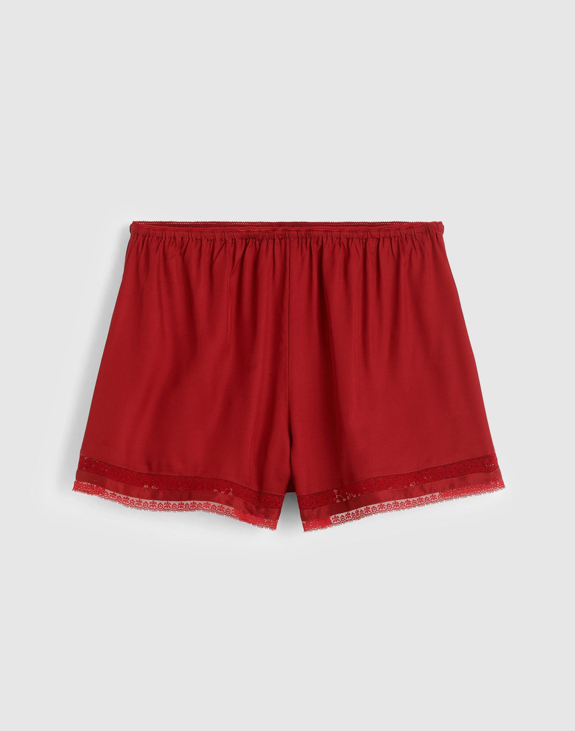 Madewell Lace-Trim Pull-On Shorts Red Currant