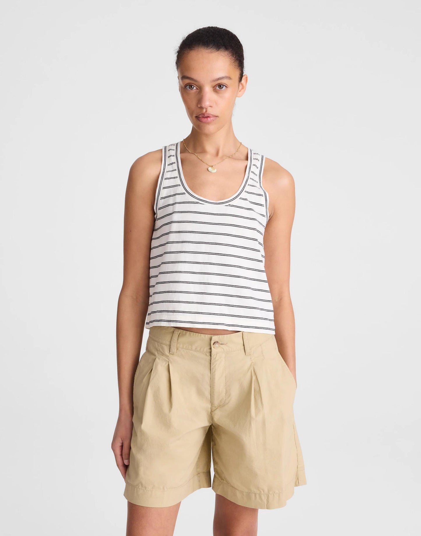 Madewell The Everyday Trouser Short in Poplin Fennel Seed