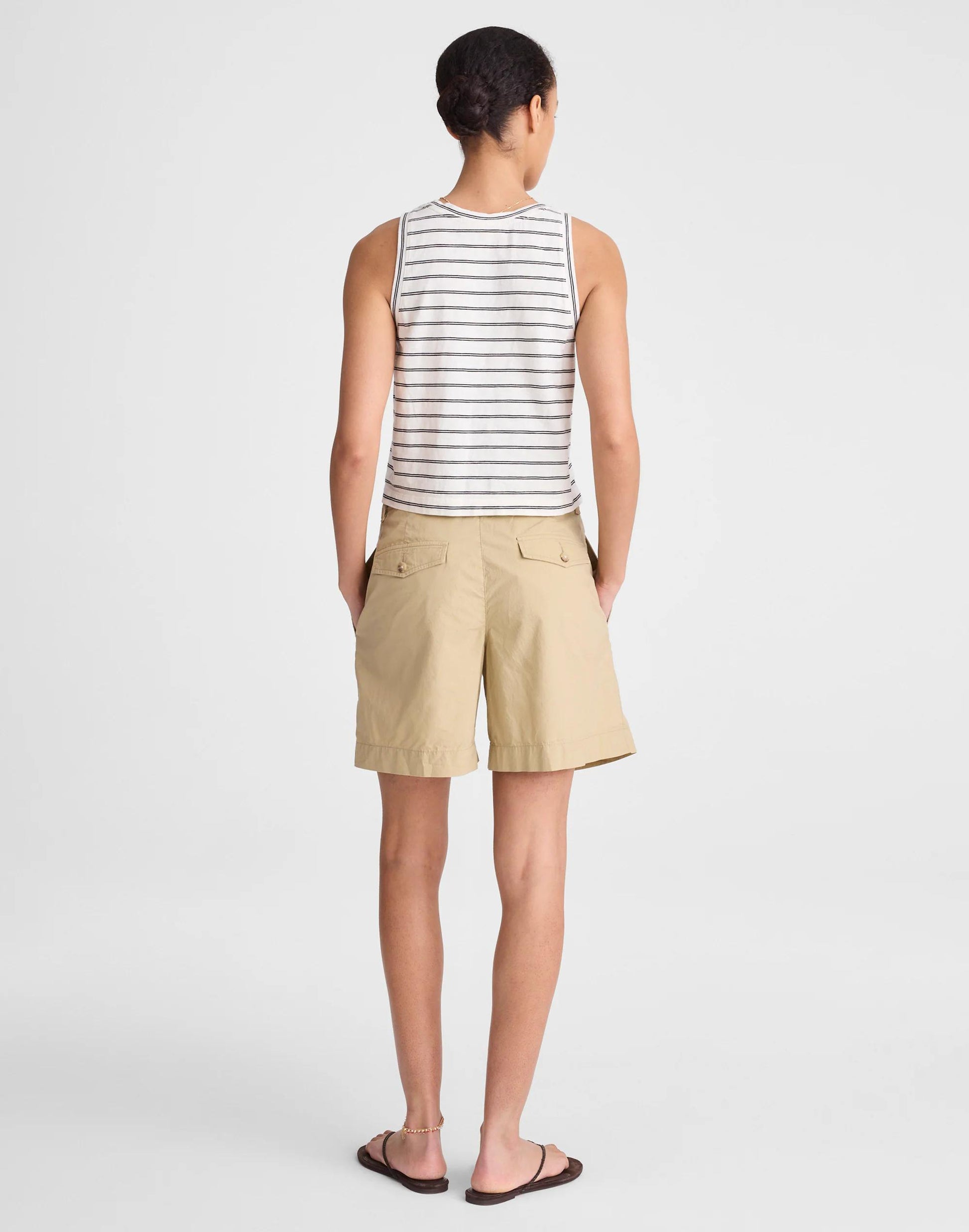 Madewell The Everyday Trouser Short in Poplin Fennel Seed