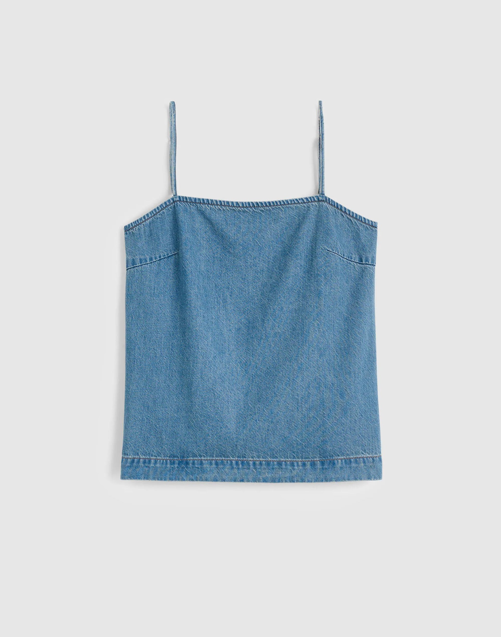 Madewell Airy Denim Squareneck Shell Top Lido Wash