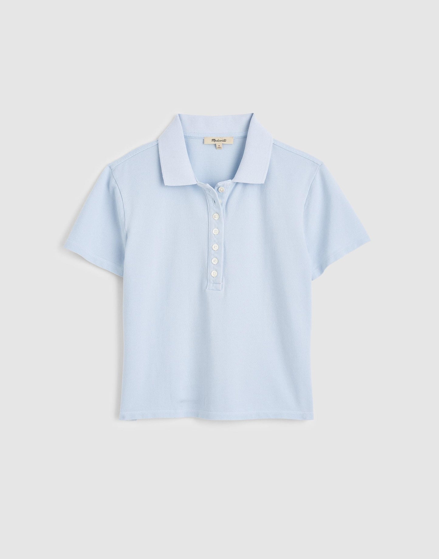 Madewell Shrunken Polo in Cotton Pique Sky Blue