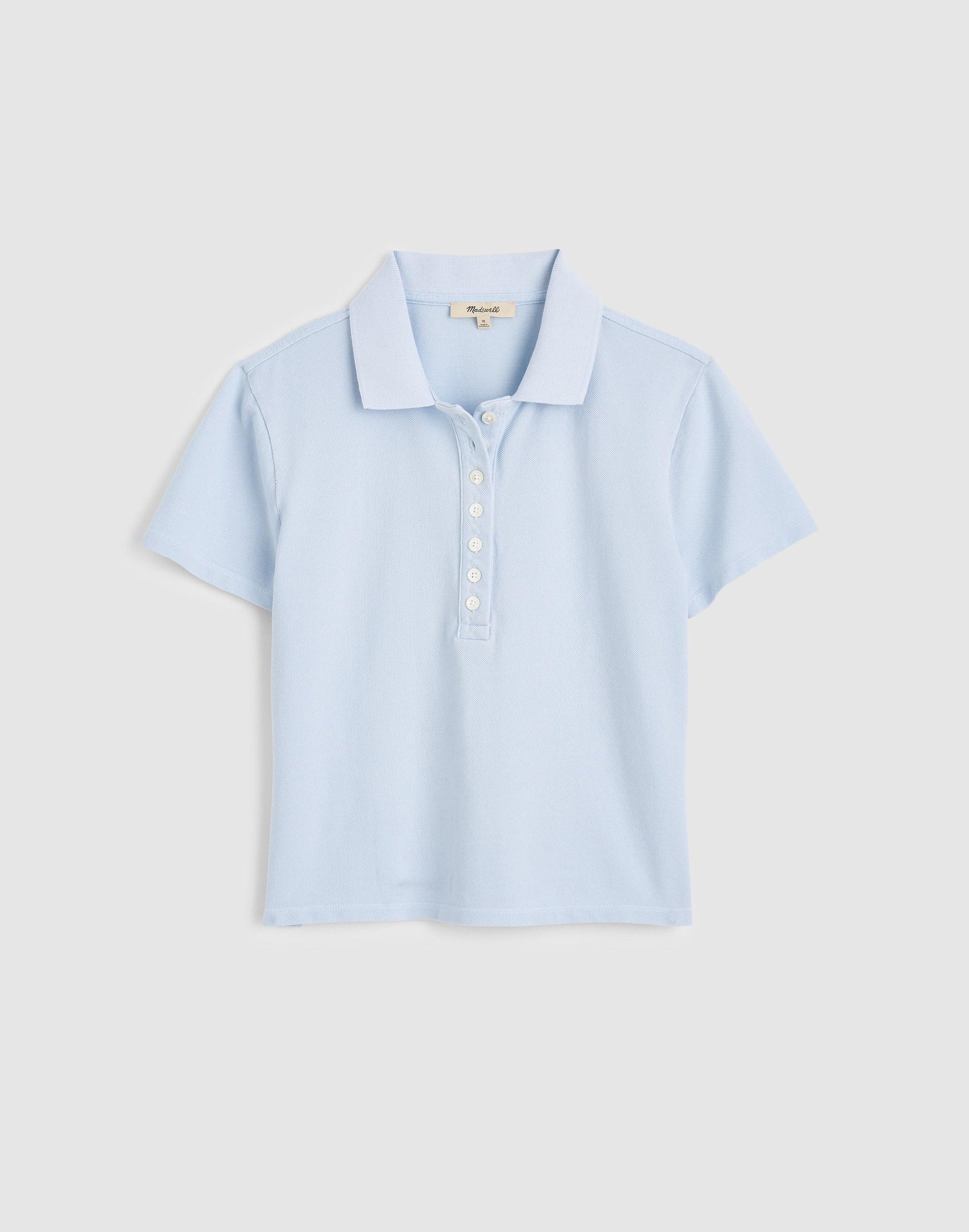 Madewell Shrunken Polo in Cotton Pique Sky Blue