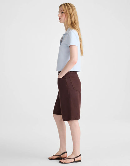Madewell The V-Waist Bermuda Short in Airy Denim Burnt Cocoa