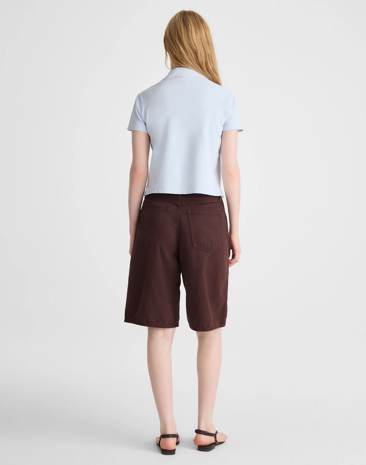 Madewell The V-Waist Bermuda Short in Airy Denim Burnt Cocoa