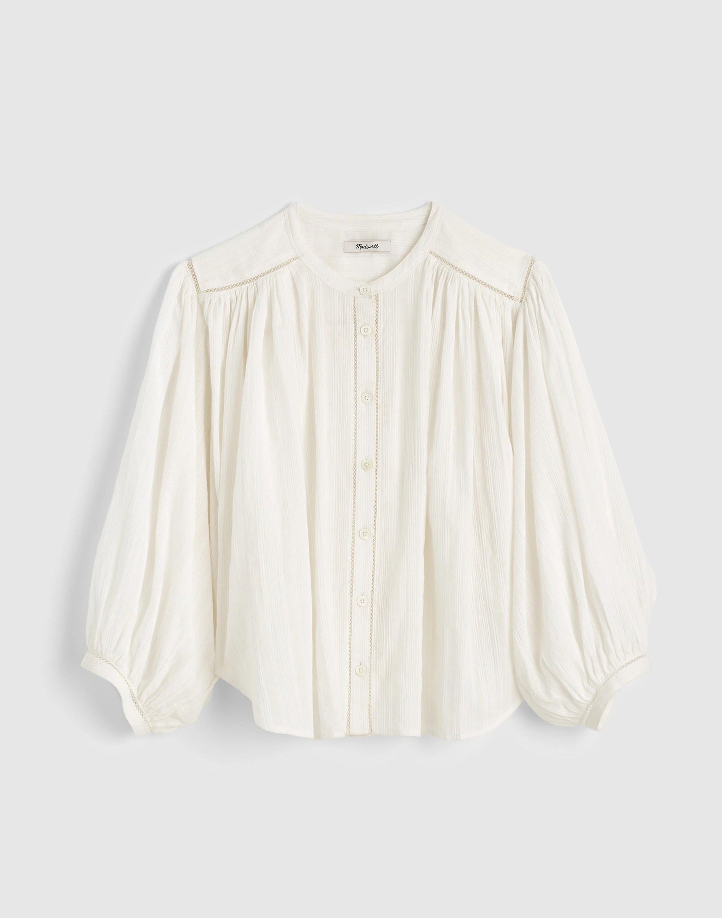 Madewell Shirred Button-Up Blouse White