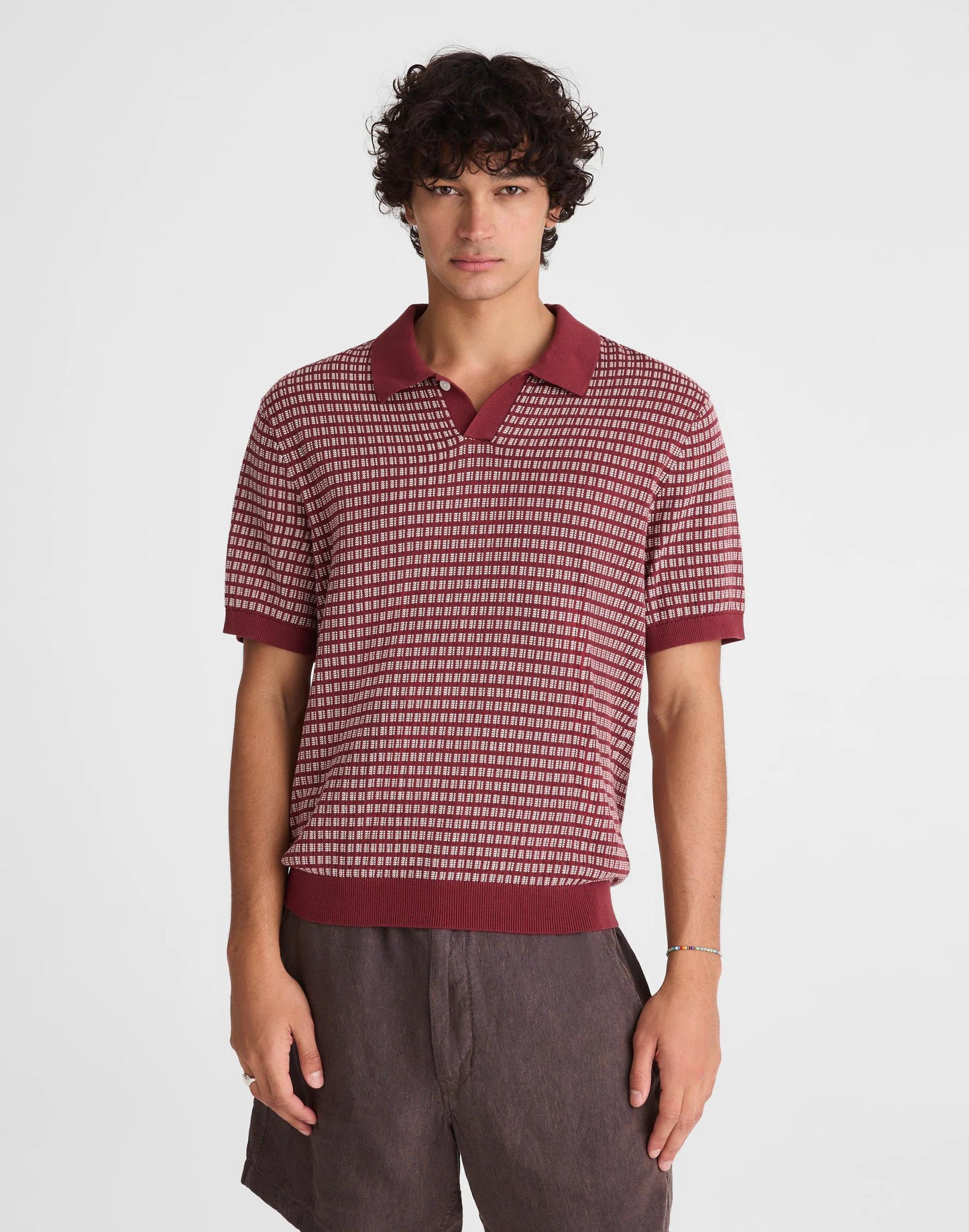 Madewell Single-Button Sweater Polo Dusty Merlot