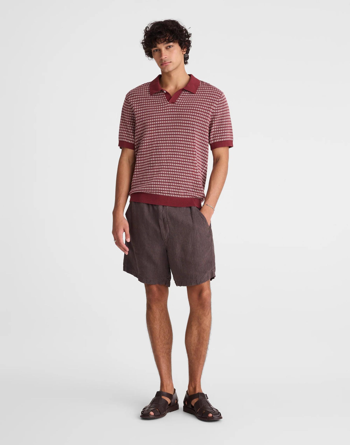 Madewell Single-Button Sweater Polo Dusty Merlot
