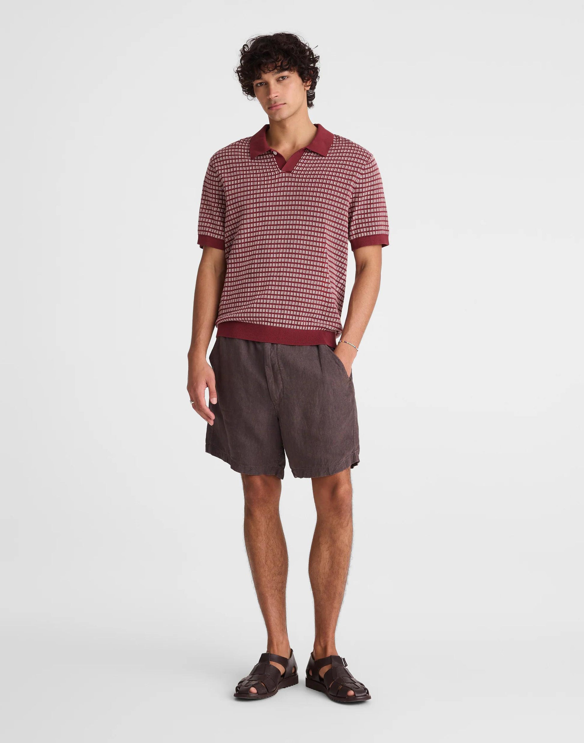 Madewell Single-Button Sweater Polo Dusty Merlot