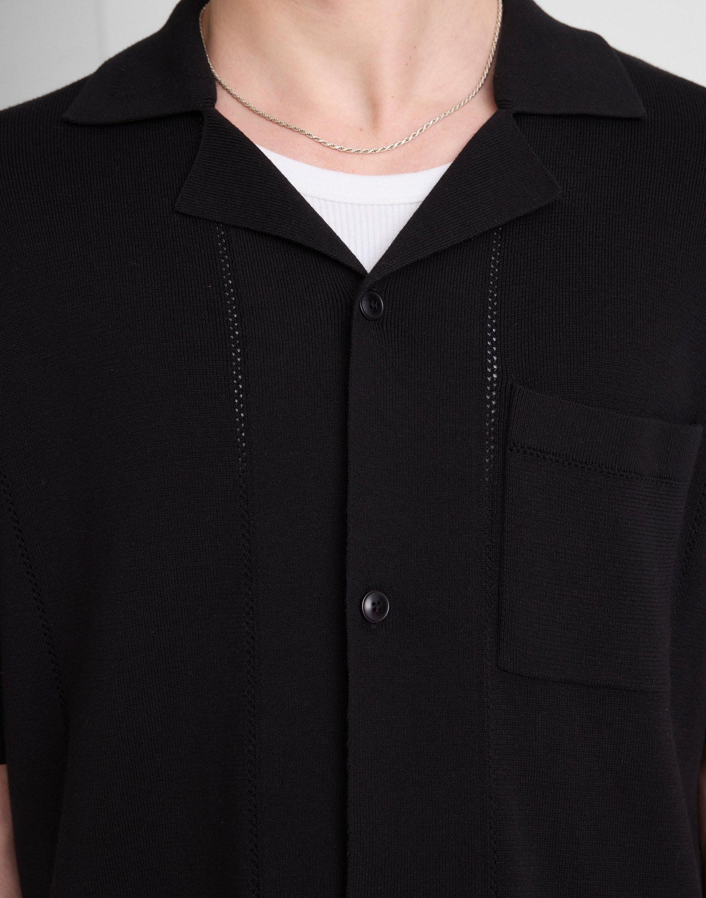 Madewell Knit Short-Sleeve Boxy Shirt Jet Black