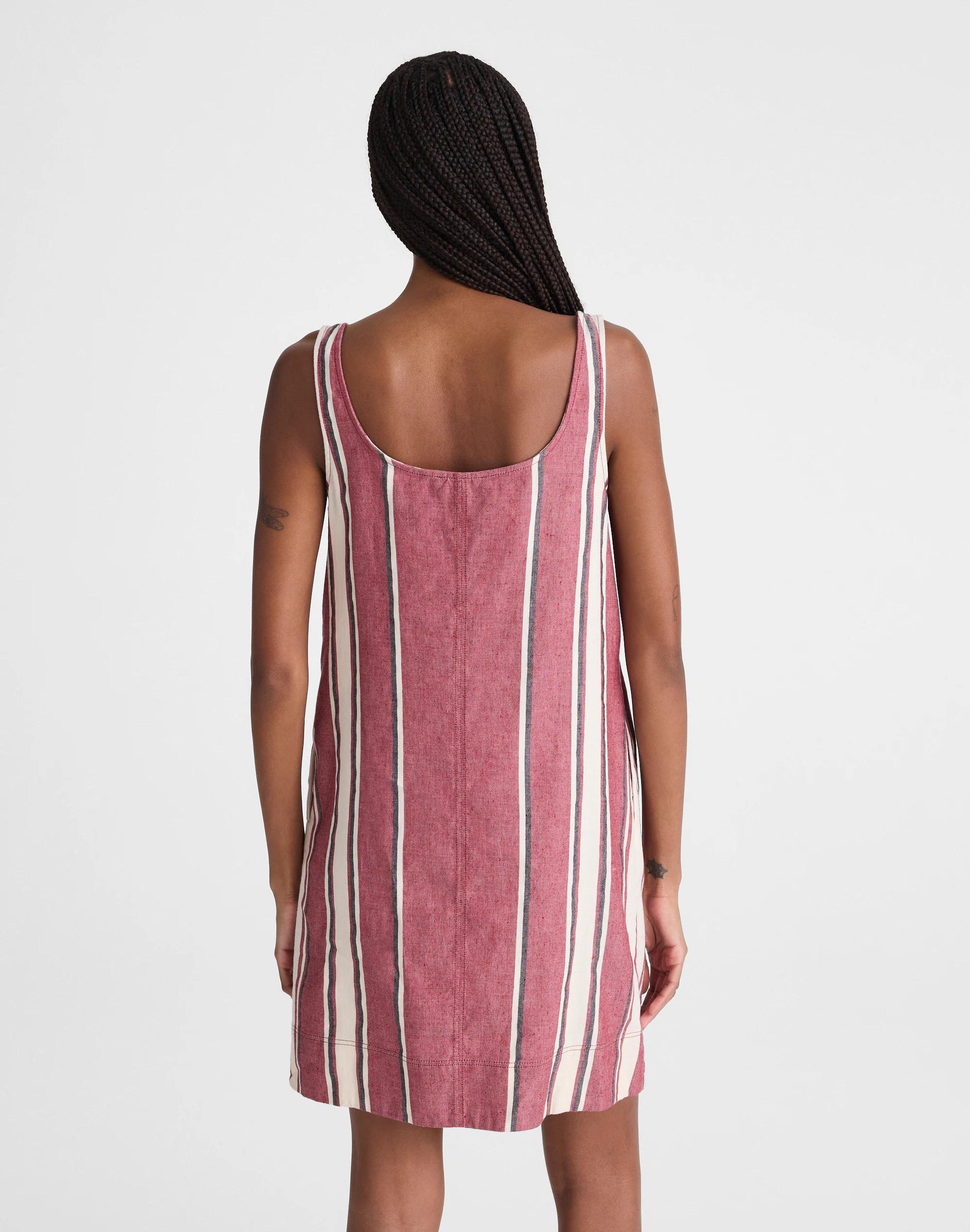 Madewell Scoopneck Mini Shift Dress in 100% Linen Red Currant
